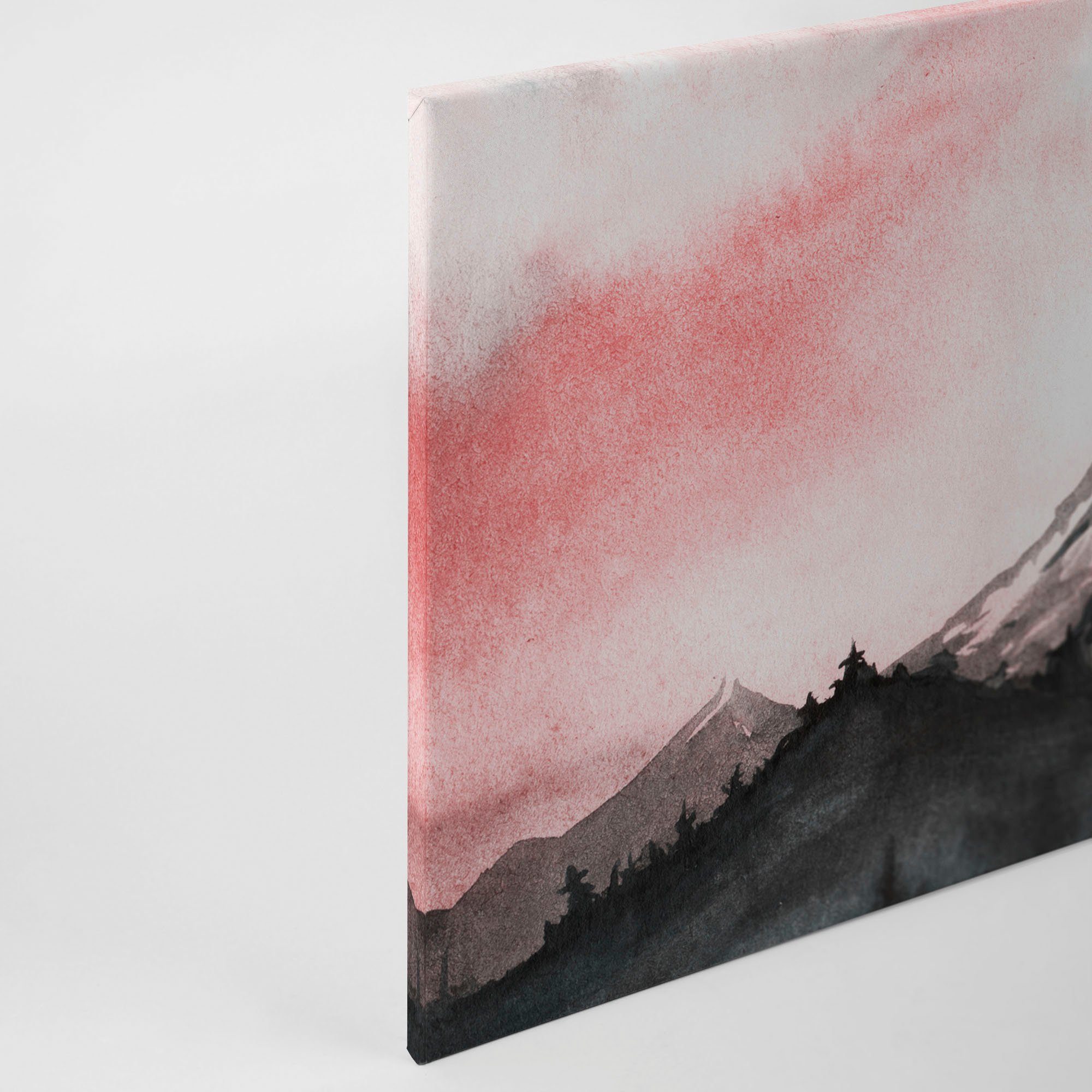 A.S. Création Landschaft Keilrahmen Berg Leinwandbild (1 weiß, St), schwarz rot, Mountain Wald Bild Paint,