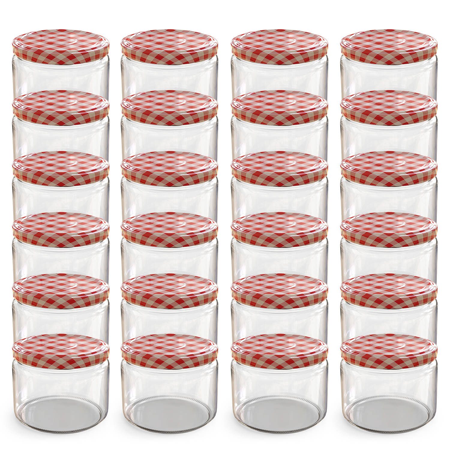 Oputec Einmachglas 24x 282 ml Einmachgläser mit Schraubdeckel TO 82 rot Marmeladengläser, Glas / Metall