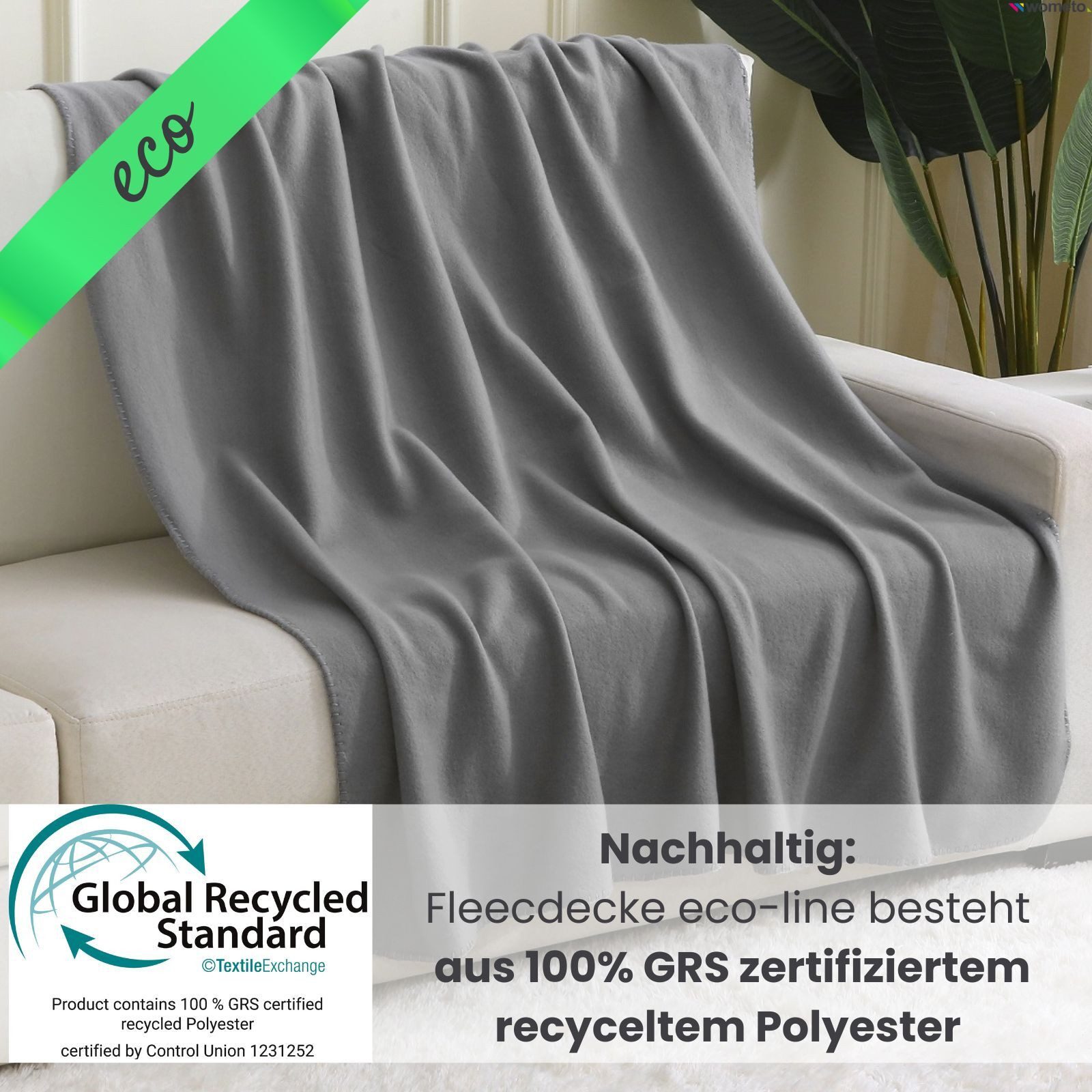 Wohndecke eco-line Fleecedecke ca. 130x160, wometo, günstig online kaufen