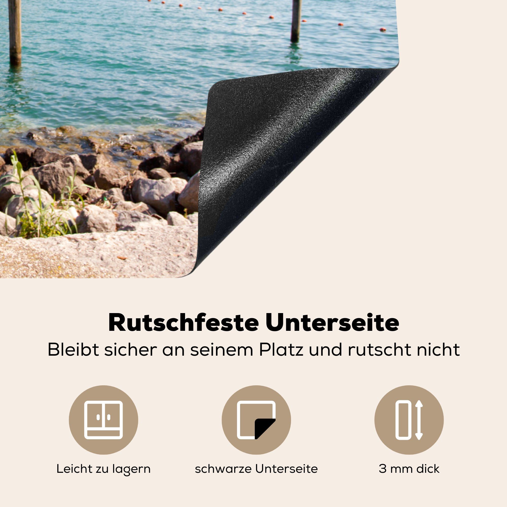 MuchoWow Herdblende-/Abdeckplatte Gardasee - Küste Induktionskochfeld Schutz (1 küche, - für Vinyl, die Wasser, Ceranfeldabdeckung tlg), cm, 81x52
