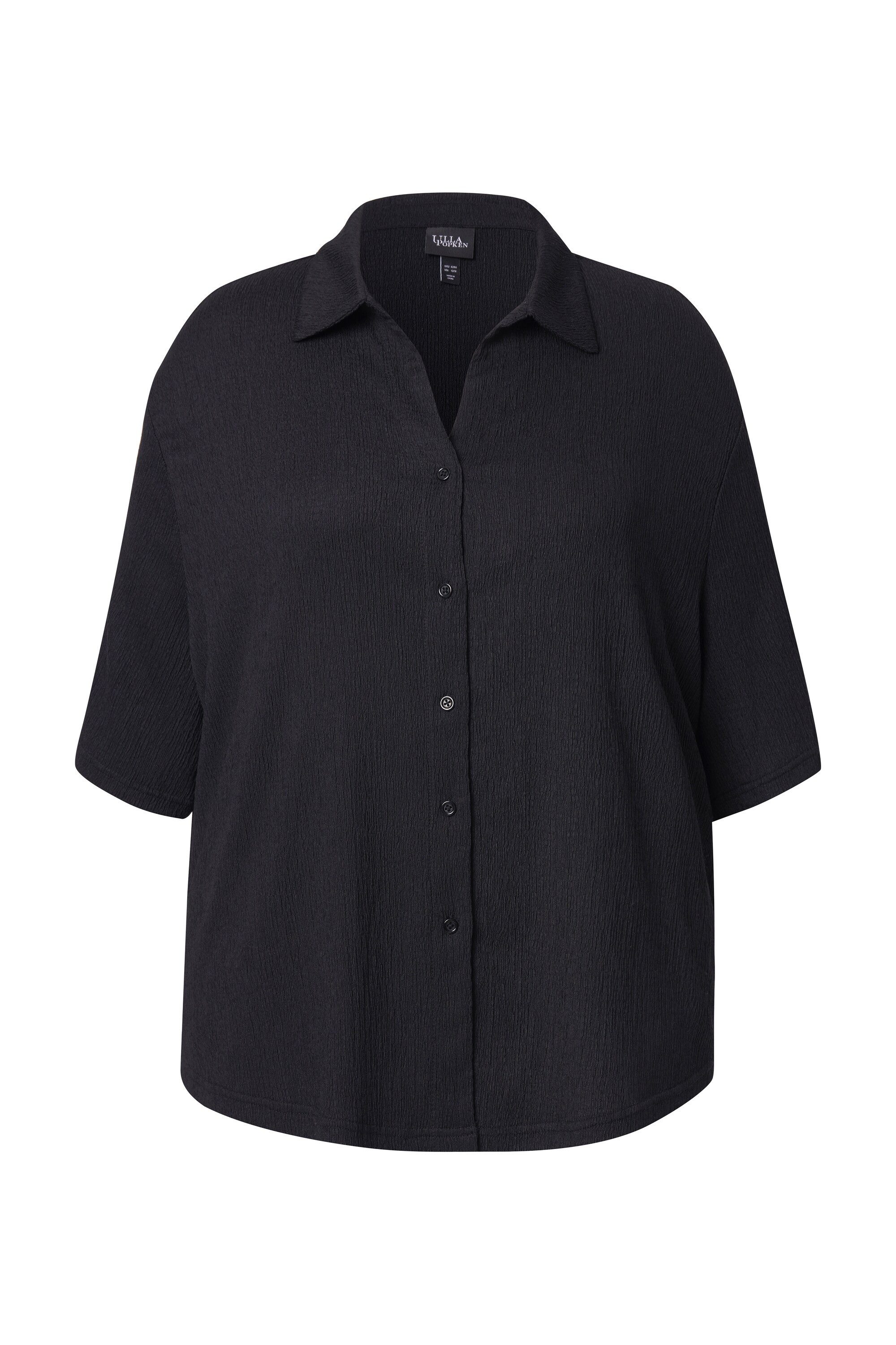 Ulla Popken Hemdbluse Bluse Struktur Hemdkragen günstig online kaufen
