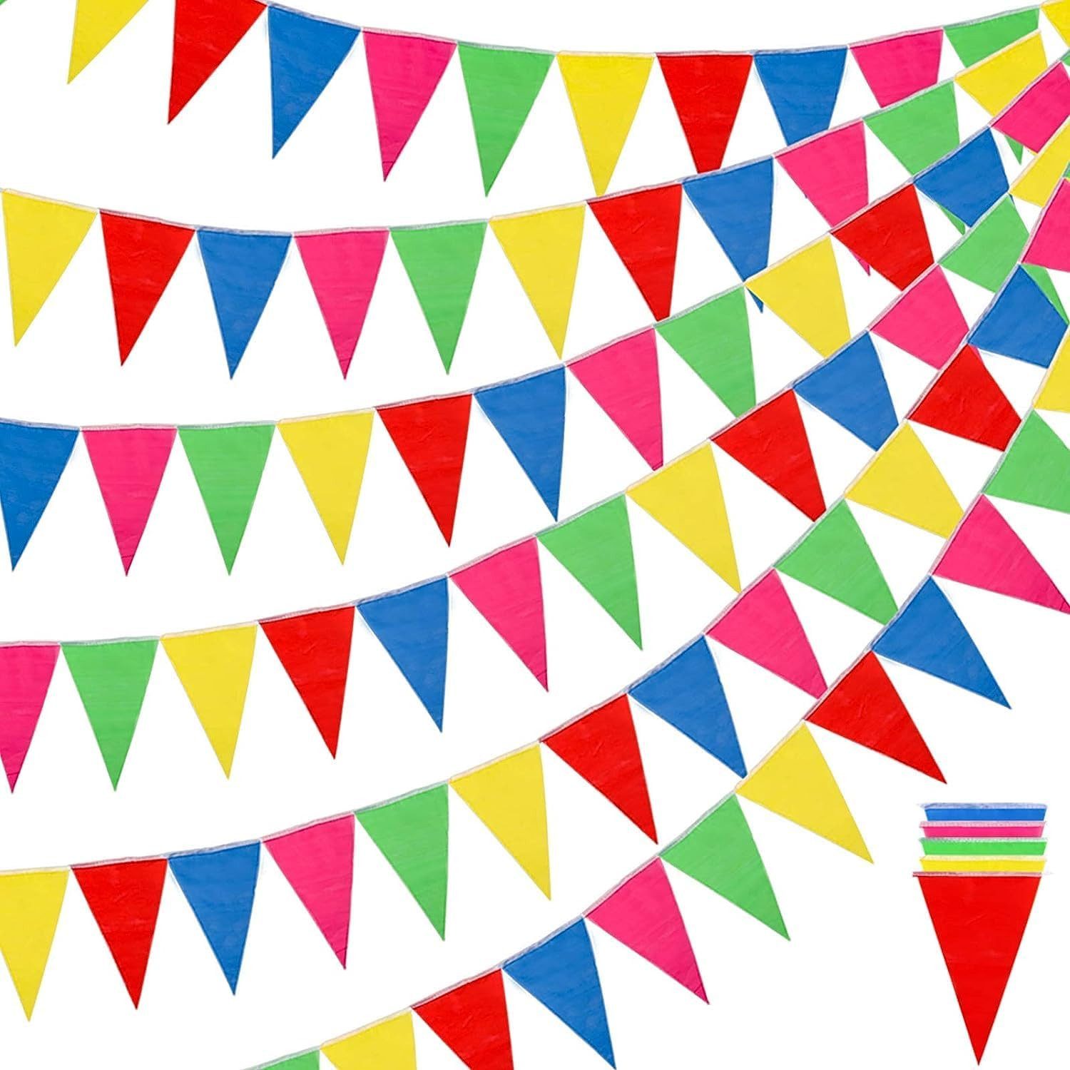 GOTPARTY Wimpelkette XXL 100 Meter Wimpelkette bunt - Innen & Draußen Banner