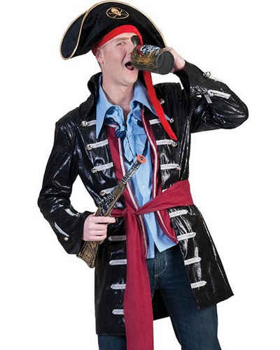 Funny Fashion Kostüm Piraten Kostüm 'Scott' für Herren, Schwarz Rot