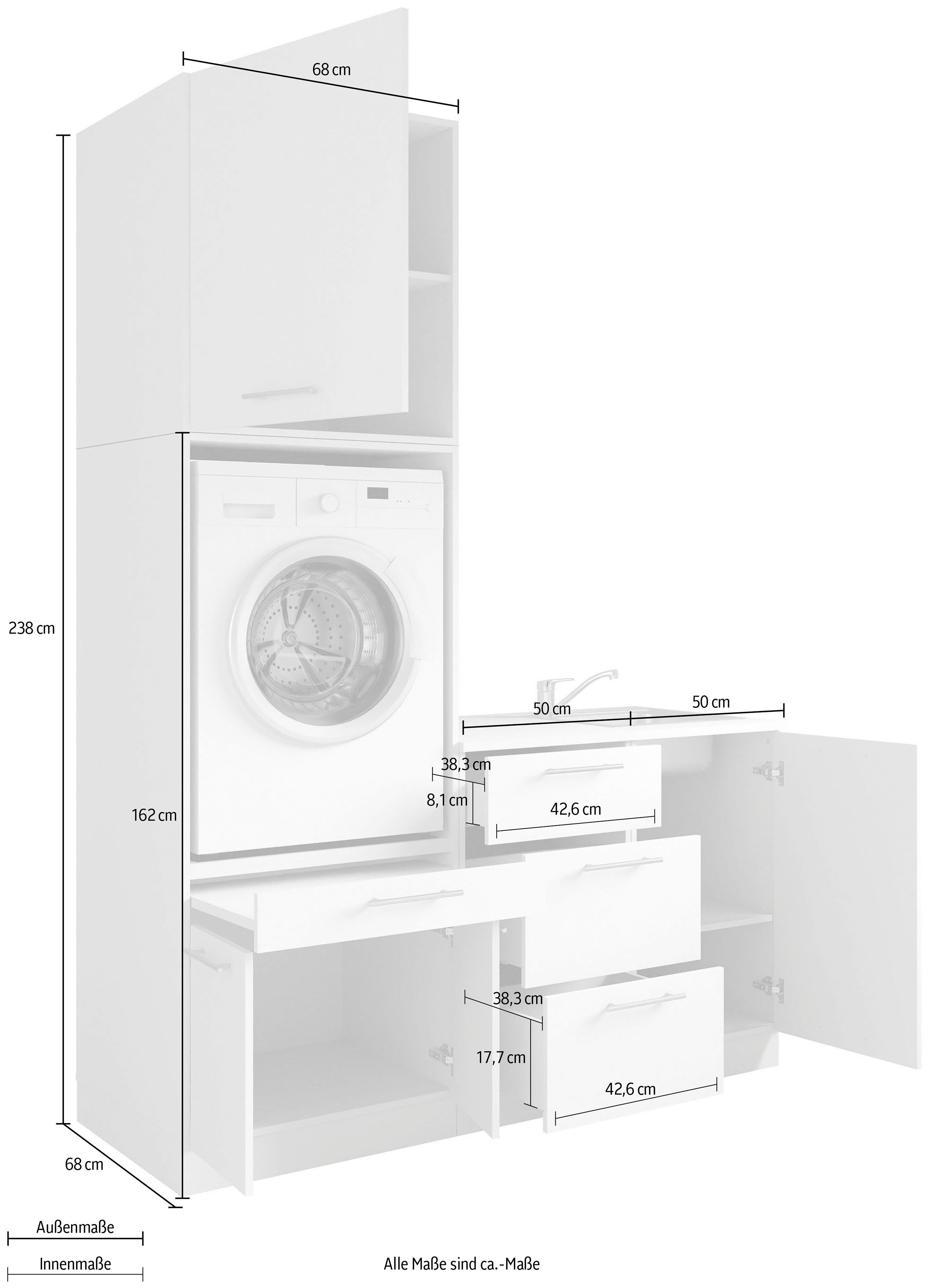 Laundreezy Mehrzweckschrank-Set Laundreezy, 4-tlg. Mehrzweckschrank-Set B/H/T 168/238/68 cm, (4-St), Breite 168 cm, Soft-Close-Funktion für Türen