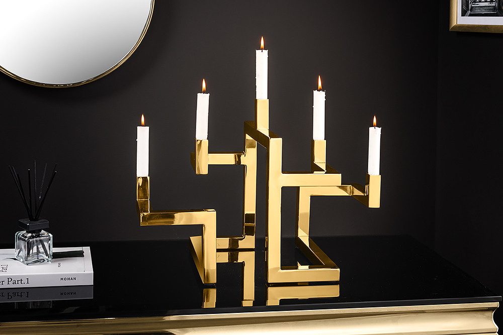 riess-ambiente Kerzenhalter ABSTRACT 50cm gold · Kerzenständer aus Metall im geometrischen Design (Einzelartikel, 1 St), Dekoration · für Stabkerzen · Accessoir – Bild 3 von 5
