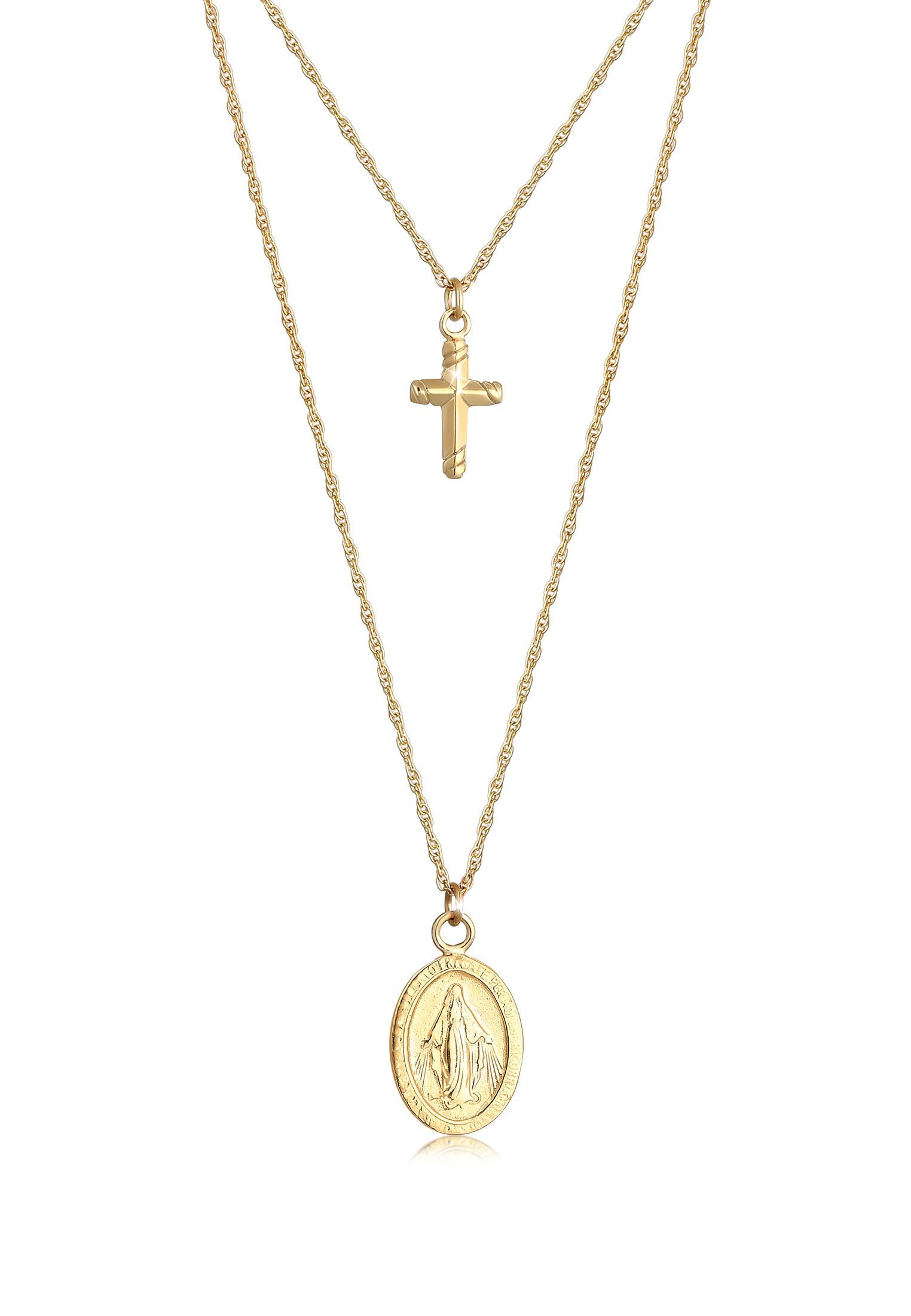 Elli Ketten-Set Layer Kreuz Marienbild 925 Sterling Silber, Kreuz günstig online kaufen