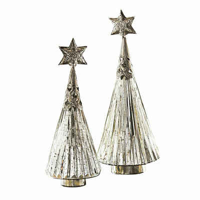 Mirabeau Weihnachtsfigur Deko-Weihnachtsbaum 2er Set Lillemor silber