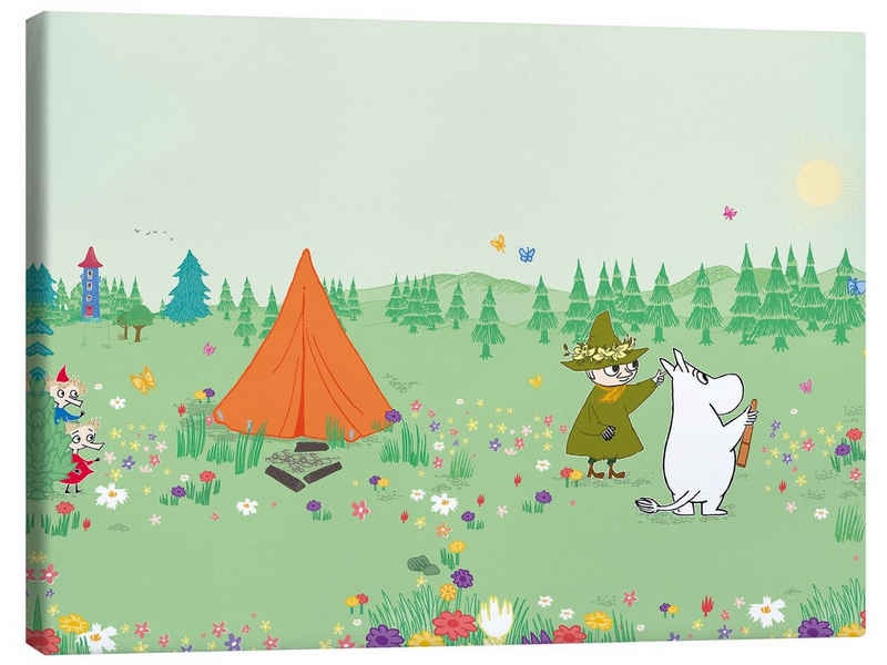 Posterlounge Leinwandbild Moomin, Auf Entdeckungstour, Kindergarten Illustration