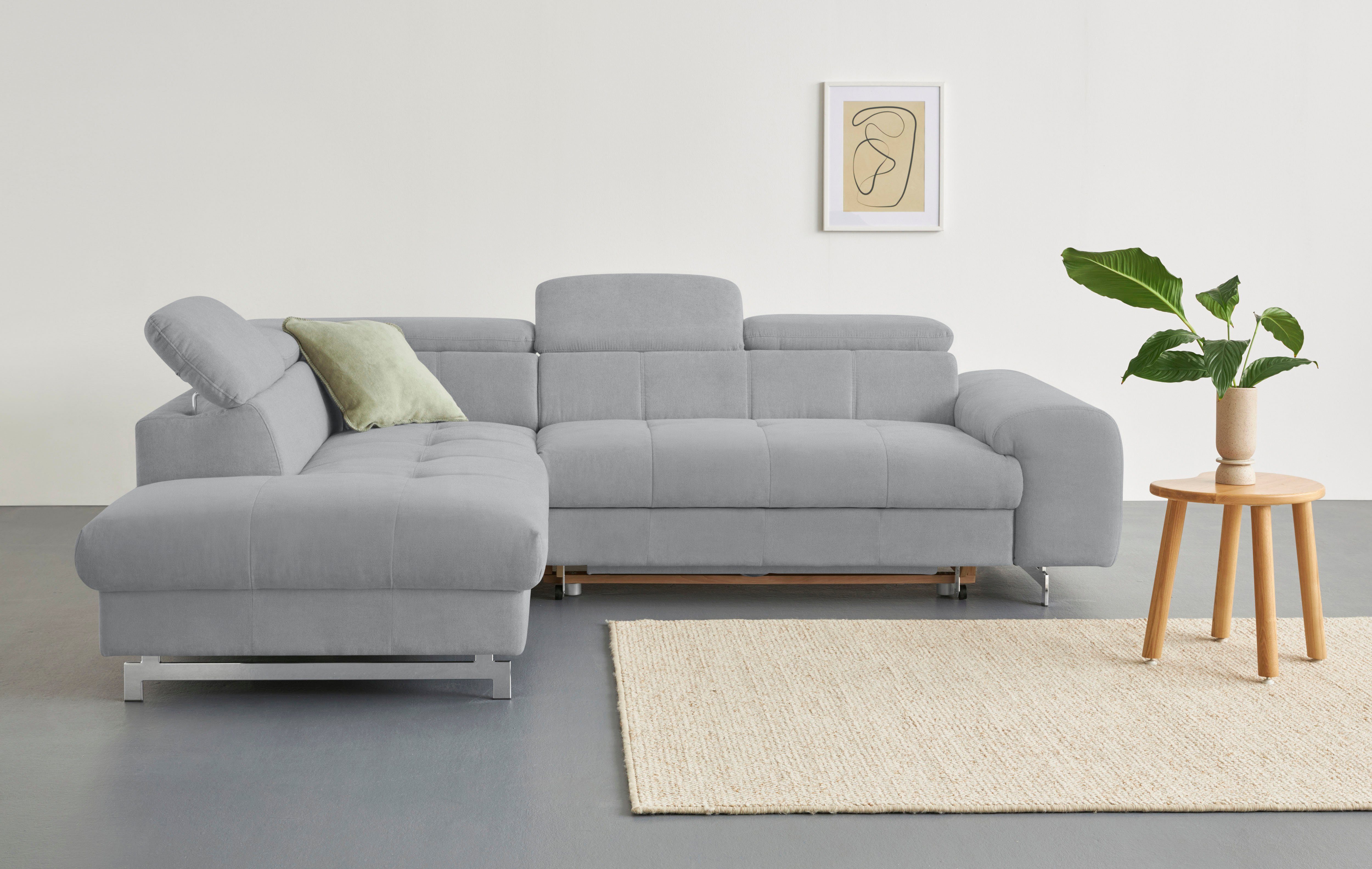 COTTA Ecksofa "Chef L-Form", mit Kopfteilverstellung, edle Metallkufen, wah günstig online kaufen