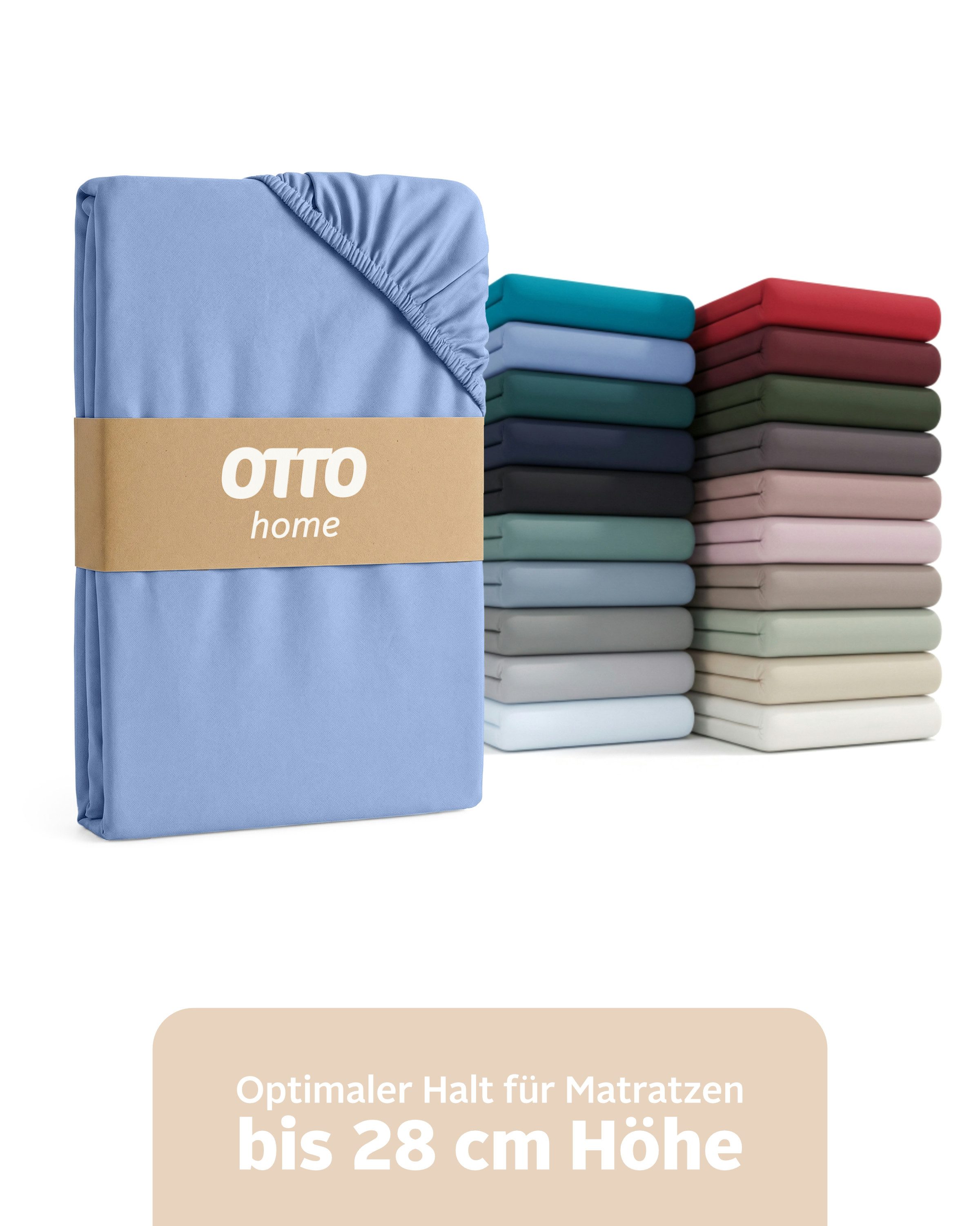 OTTO home Spannbettlaken BLACKBERRY in PREMIUM und BASIC Qualität, 100% Baumwolle, Jersey (160 g/m), Gummizug: rundum, (2 Stück), für hohe Matratzen bis 28 cm, Bettlaken, Spannbetttuch, Boxspring