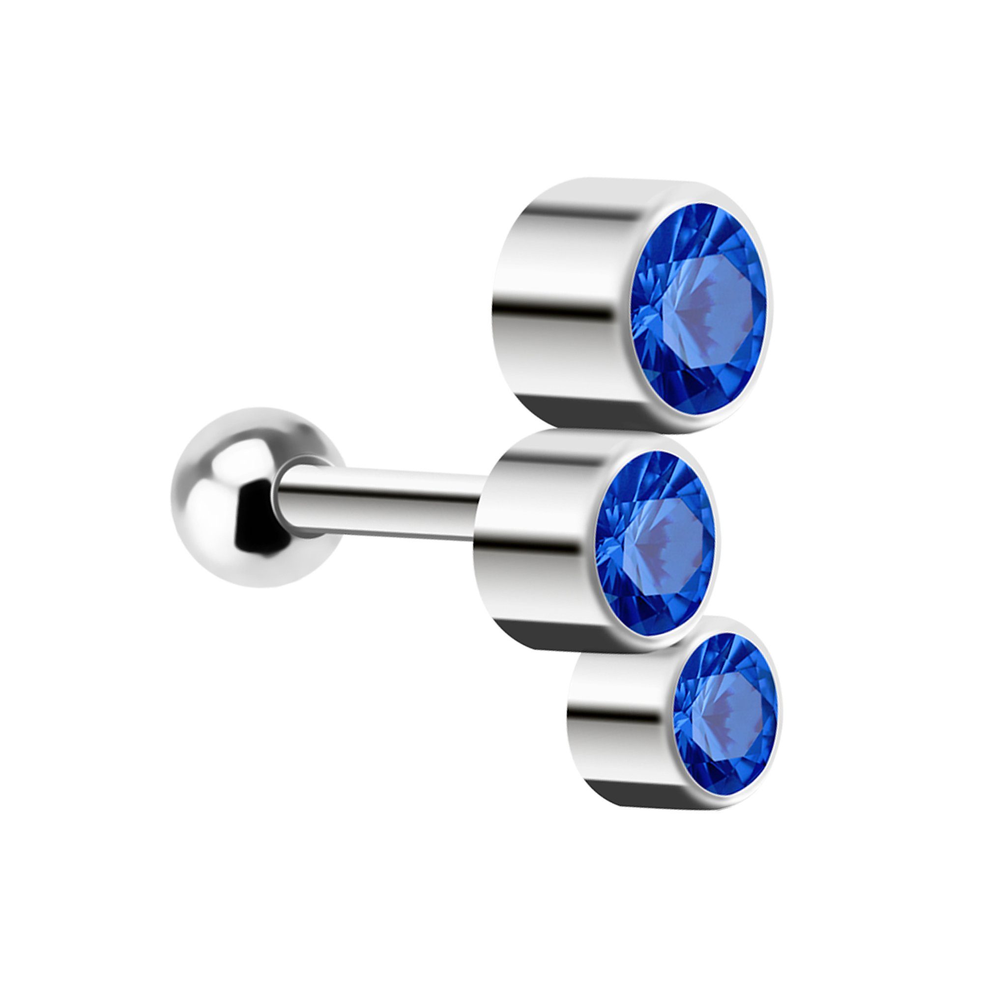Taffstyle Piercing-Set Ohr Tragus Knorpel Helix Triple Kristall Kugeln, Piercing Stecker Glitzer Ohr Cartilage Ohrpiercing Barbell Stab blau