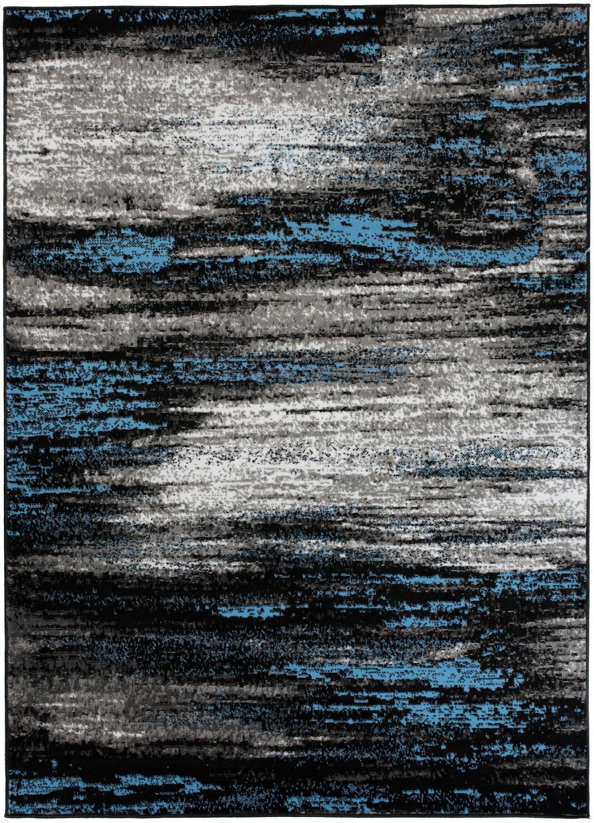 Mazovia Designteppich Modern Abstrakt Anthrazit Blau Wohnzimmer, Schlafzimmer, Esszimmer, Fußbodenheizung