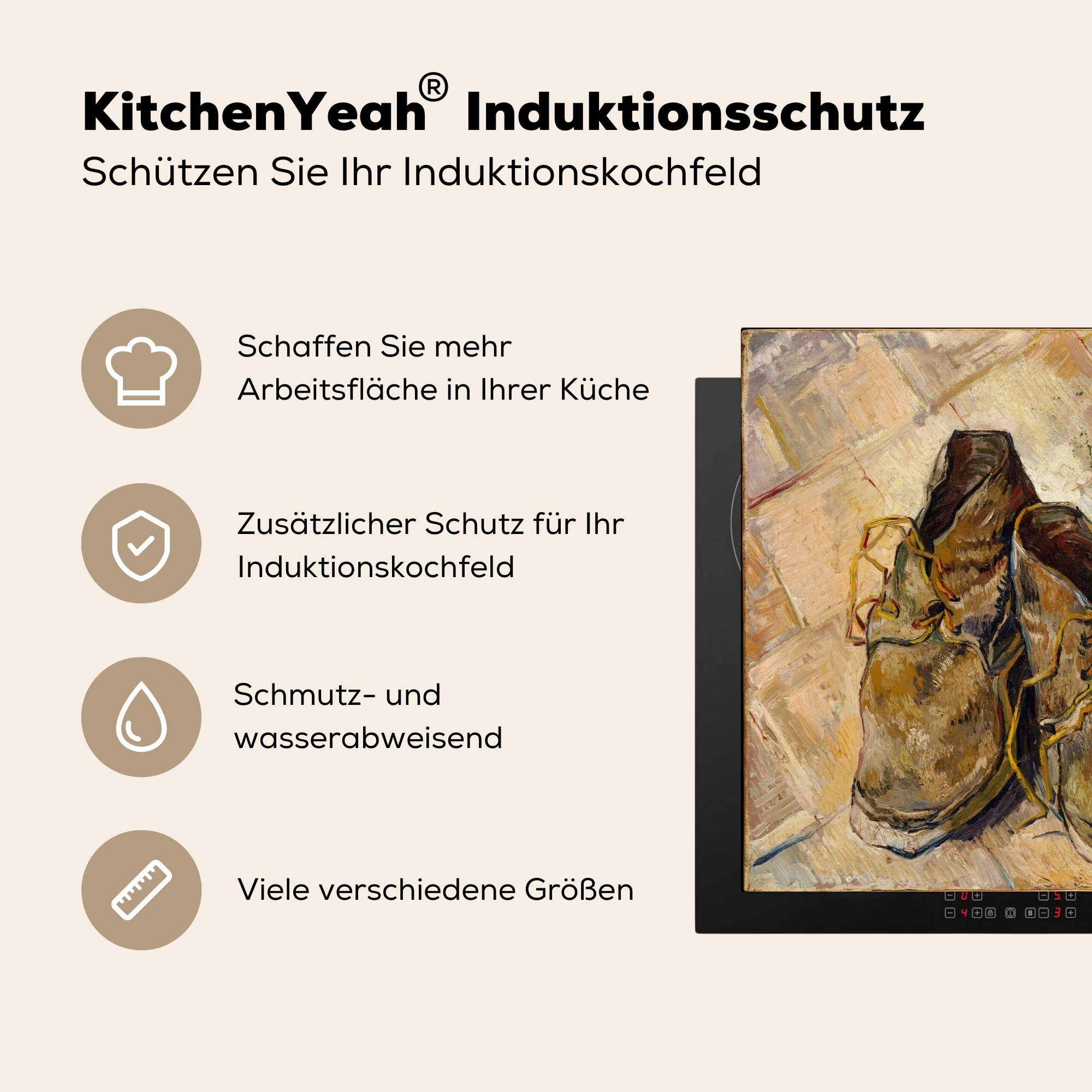 cm, Schuhe Herdblende-/Abdeckplatte Arbeitsfläche Gogh, (1 - tlg), nutzbar, Ceranfeldabdeckung MuchoWow Vincent Vinyl, 60x52 Mobile van