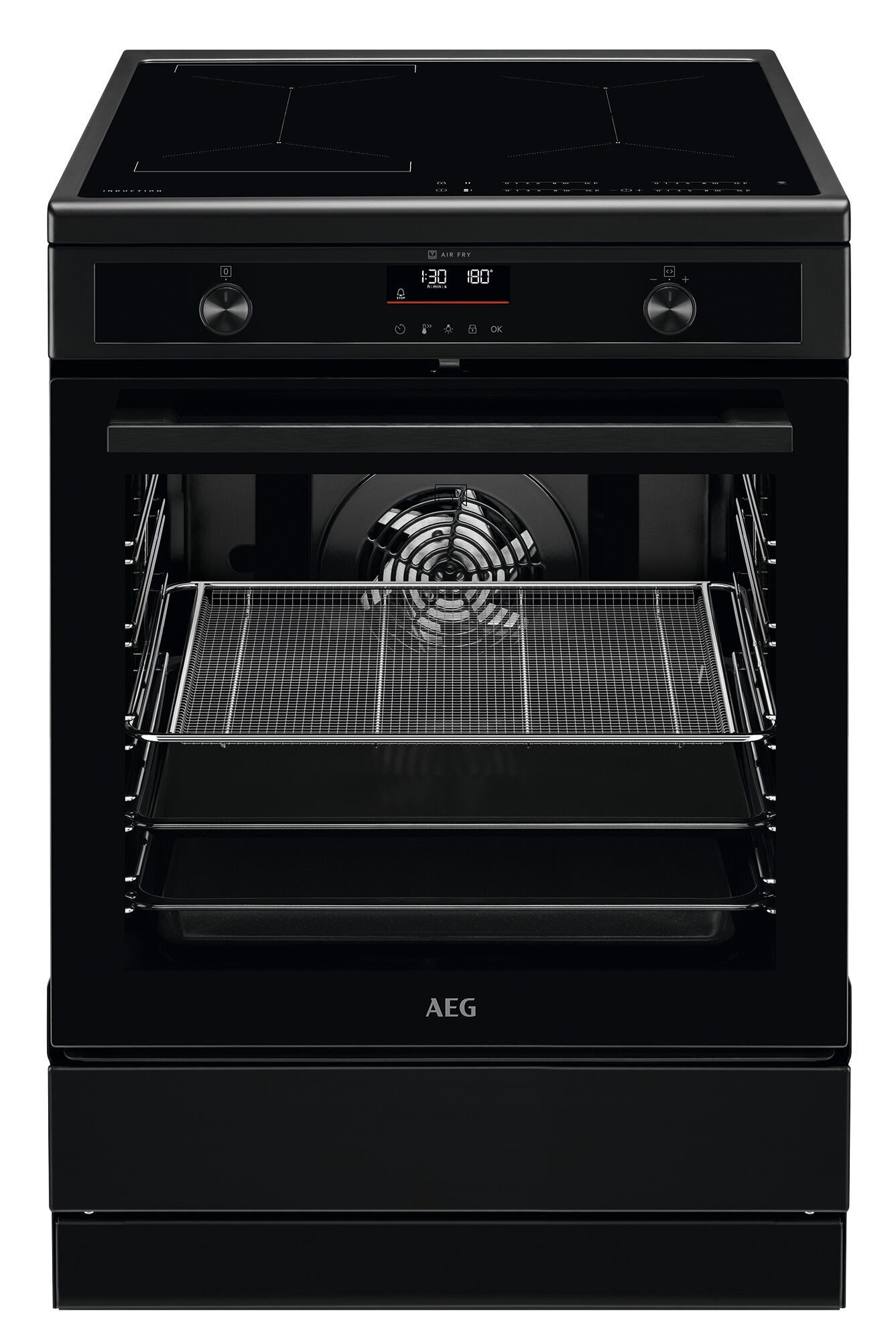 AEG Induktions-Standherd CIB6499APB, mit Teleskopauszug nachrüstbar, mit Glastür, mit Pyrolyse-Funktion, mit Hob²Hood-Steuerung