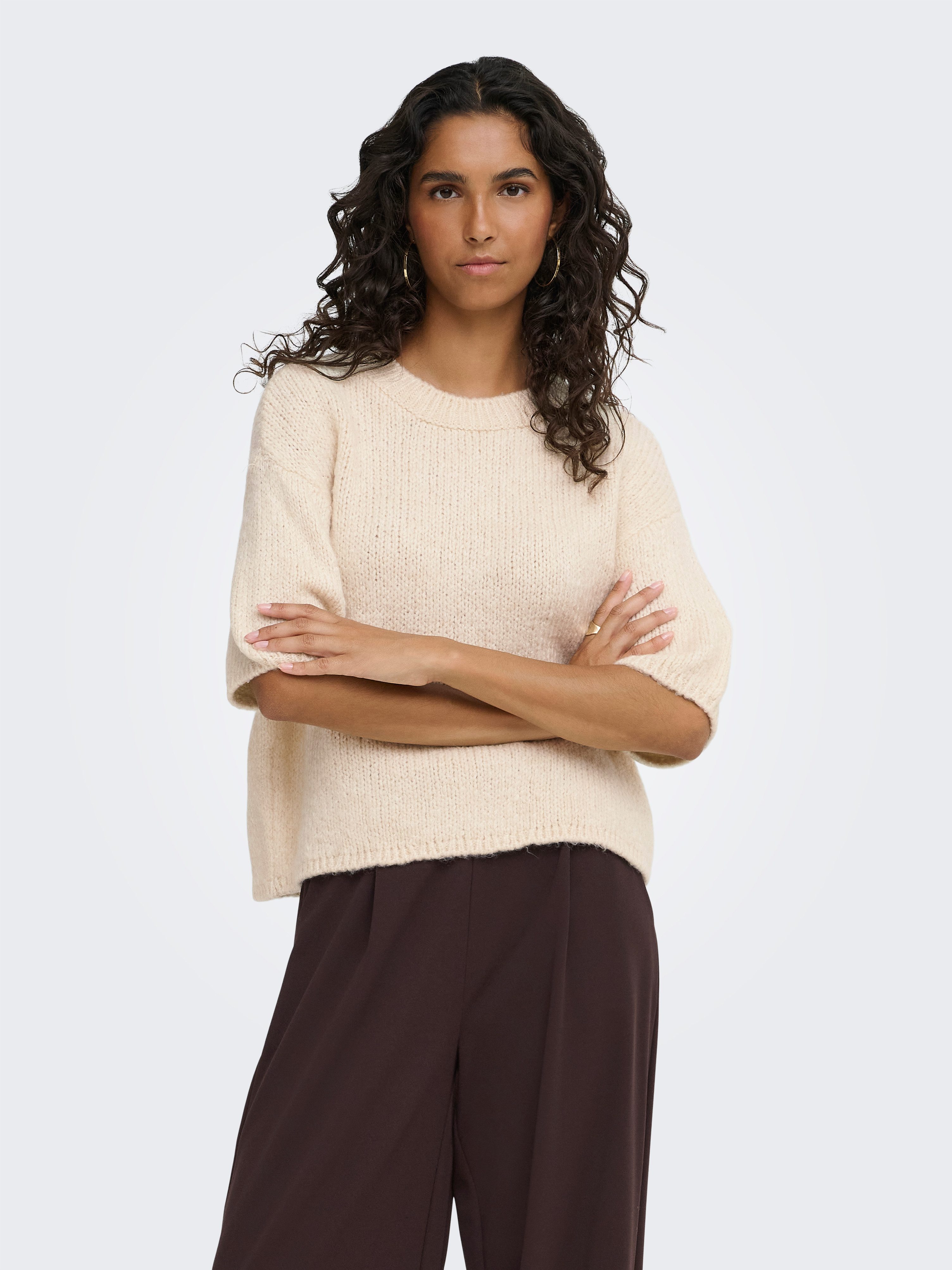 JDY Strickpullover JDYDICTE S/S PULL O-NECK KNT NOOS Kunstfaser, knit fit