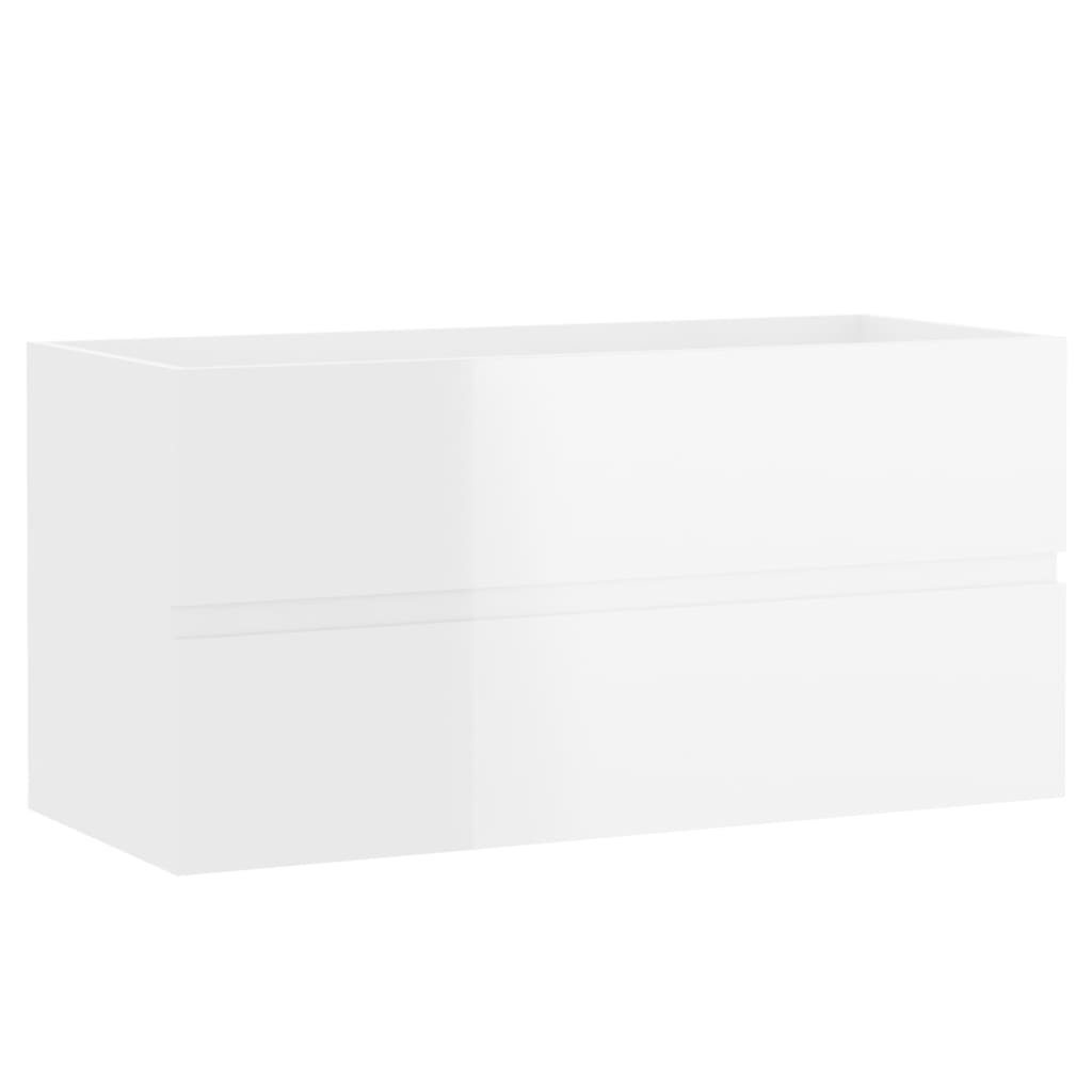 vidaXL Waschtisch Waschbeckenunterschrank Waschtischschrank Unterschrank Hochglanz-Weiß