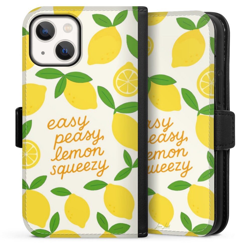 DeinDesign Handyhülle Zitrone Spruch Statement Easy Peasy Lemon Queezy, Samsung Galaxy A51 Hülle Handy Flip Case Wallet Cover