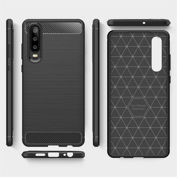 CoolGadget Handyhülle Carbon Handy Hülle für Huawei P30 6,1 Zoll, robuste Telefonhülle Case Schutzhülle für P30 Hülle