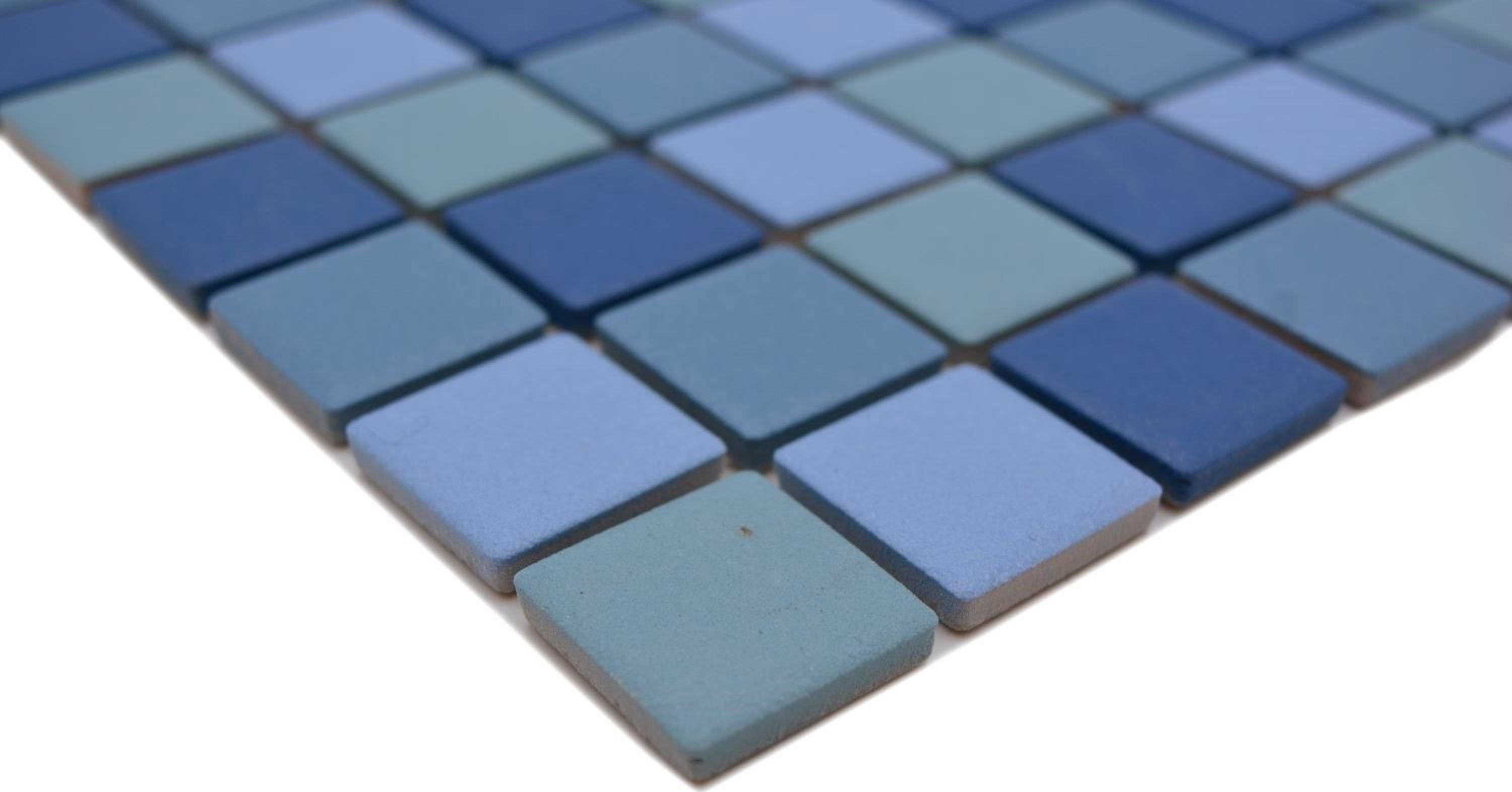 Keramikmosaik 10 Mosaikfliesen matt / mix Mosaikfliesen Mosani blau Quadratisches Matten