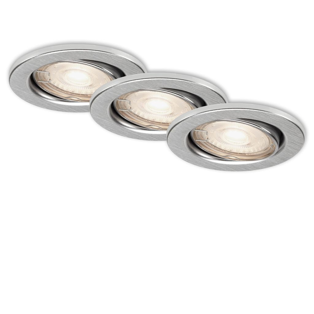 Briloner Leuchten LED Einbaustrahler 7147-039, LED wechselbar, 2700K - Extra-Warmweiß, Einbauleuchte 3er SET schwenkbar IP23 Ø 8,6cm