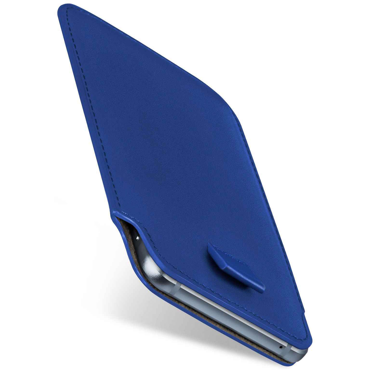 moex Handyhülle für Samsung Galaxy S23 Plus Hülle Leder Optik Pull Case Blau 6,6 Zoll, Holster Handytasche Schutzhülle Sleeve Hülle Etui 360 Grad Schutz Dünn