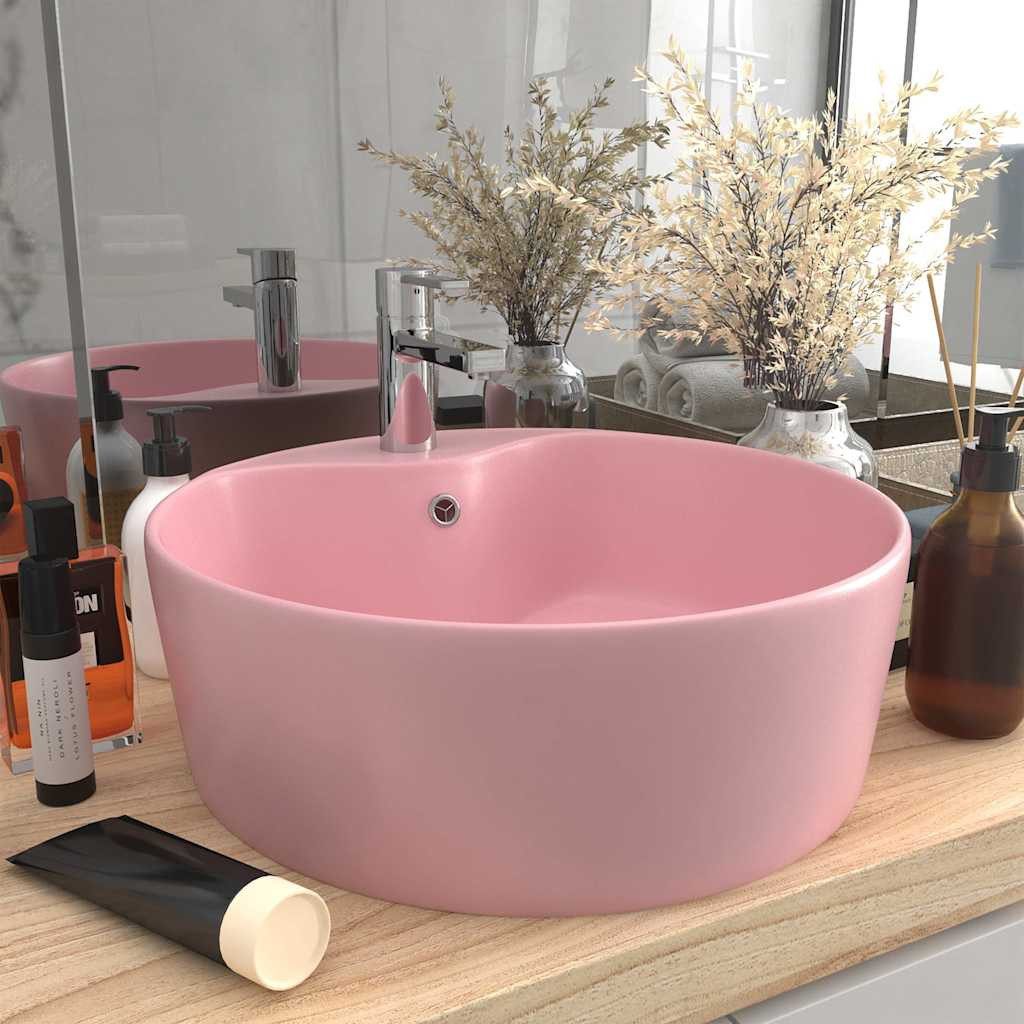 vidaXL Waschbecken vidaXL Luxus-Waschbecken mit Überlauf Matt Rosa 36x13 cm Keramik