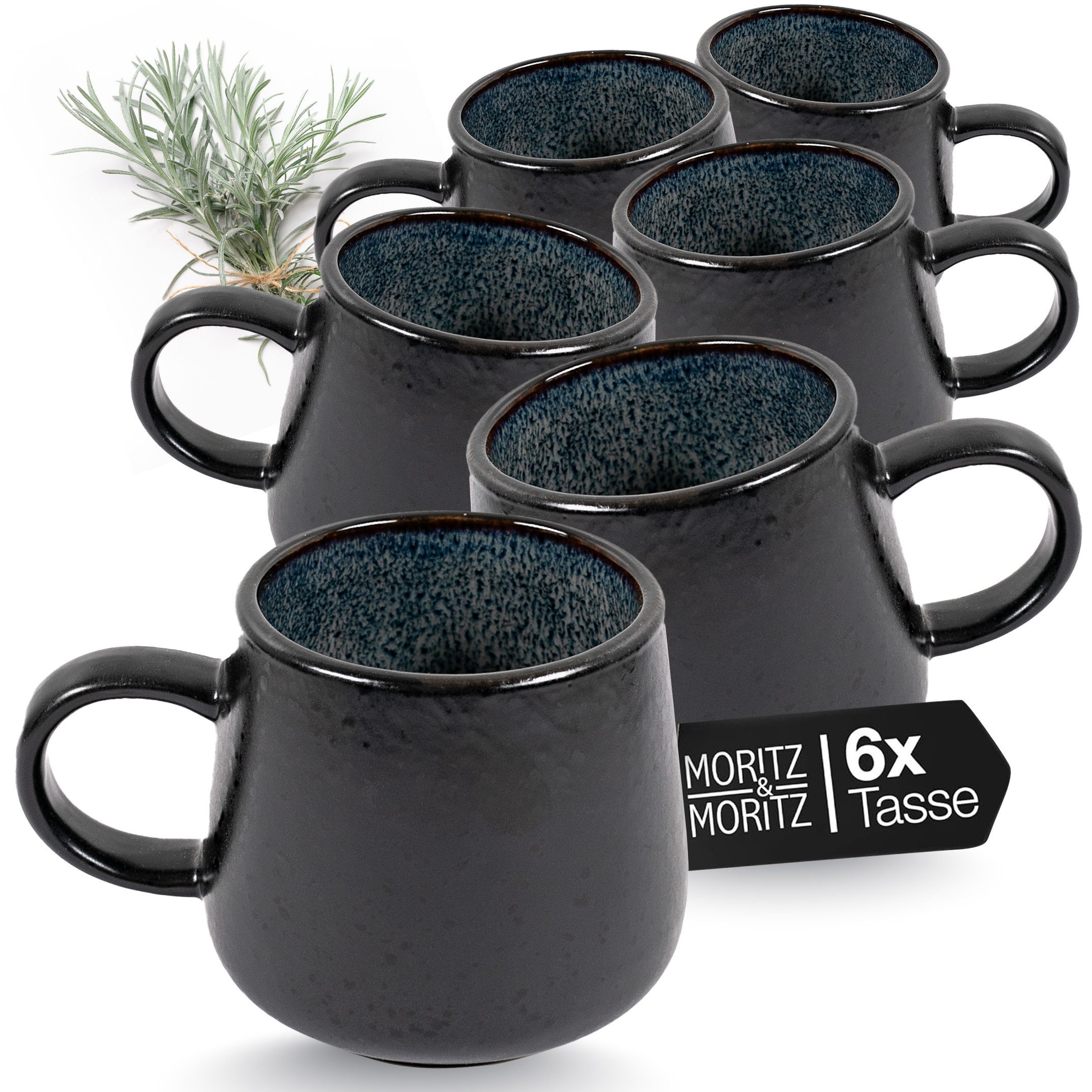 Moritz & Moritz Tasse SOLID Kaffeebecher 6er - Anthrazit, 6-tlg., Steinzeug, aus Steinzeug