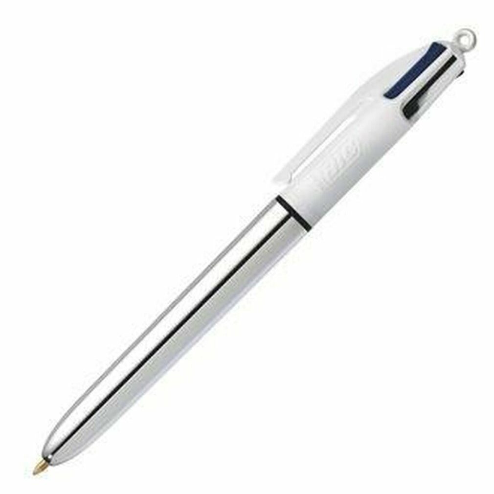 BIC Druckkugelschreiber Stift Shine Silver 12 Stück