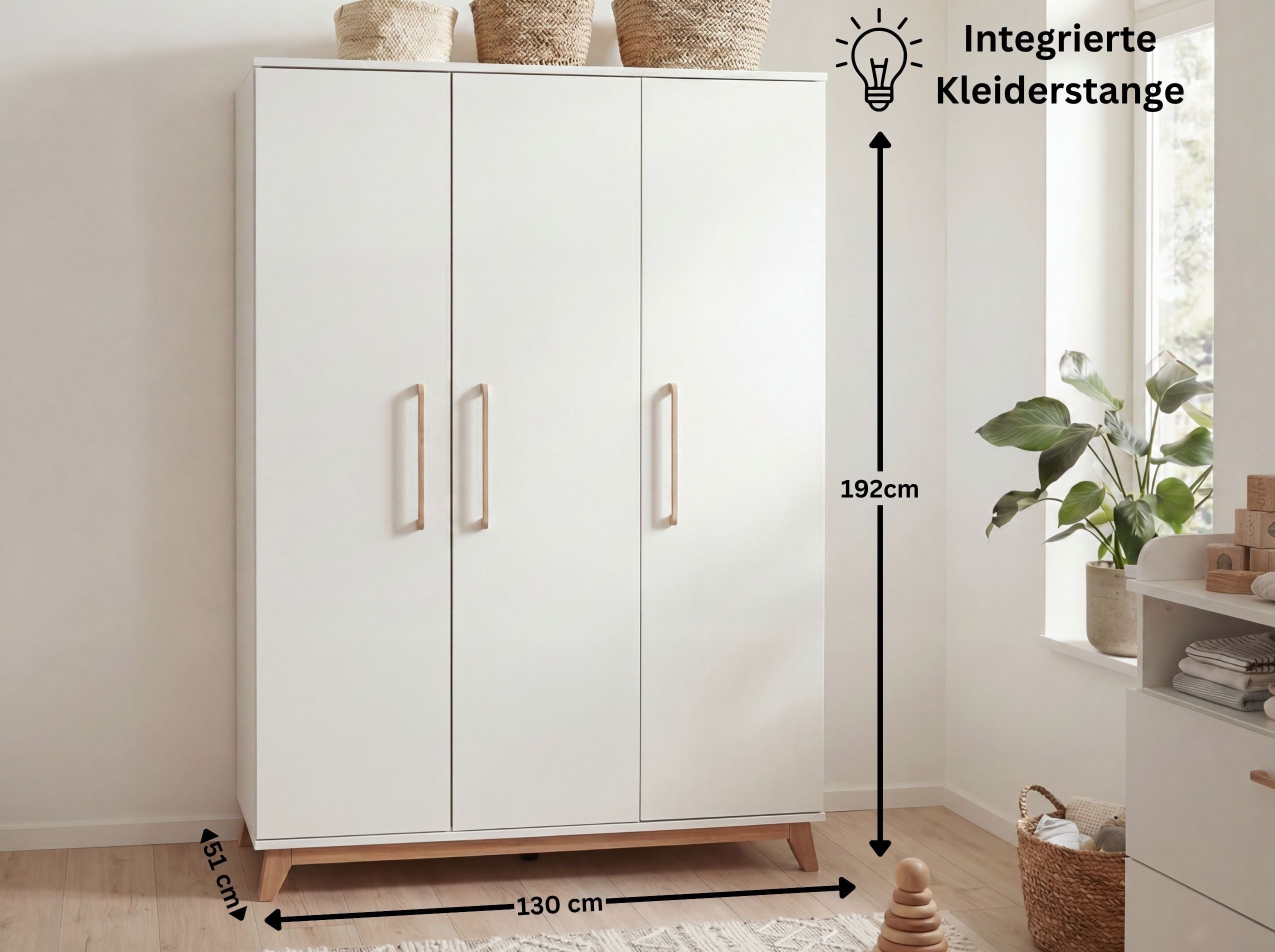 arthur berndt Babyzimmer-Komplettset Lina, (Set, 6-tlg., Schrank, Kommode, Bett, 2x Regale, Umbauseite), 6 teiliges Babyzimmer komplett Set hochwertig