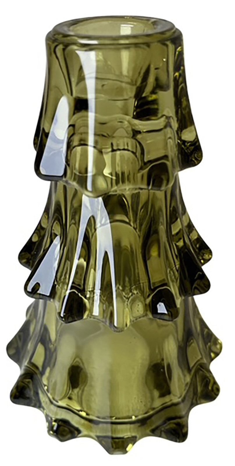 finehomegarden Kerzenleuchter Glas Tanne grün Kerzenständer H11cm+H14cm grün Weihnachten Herbst (1 St), Glastanne Kerzenleuchter 2Größen wählbar
