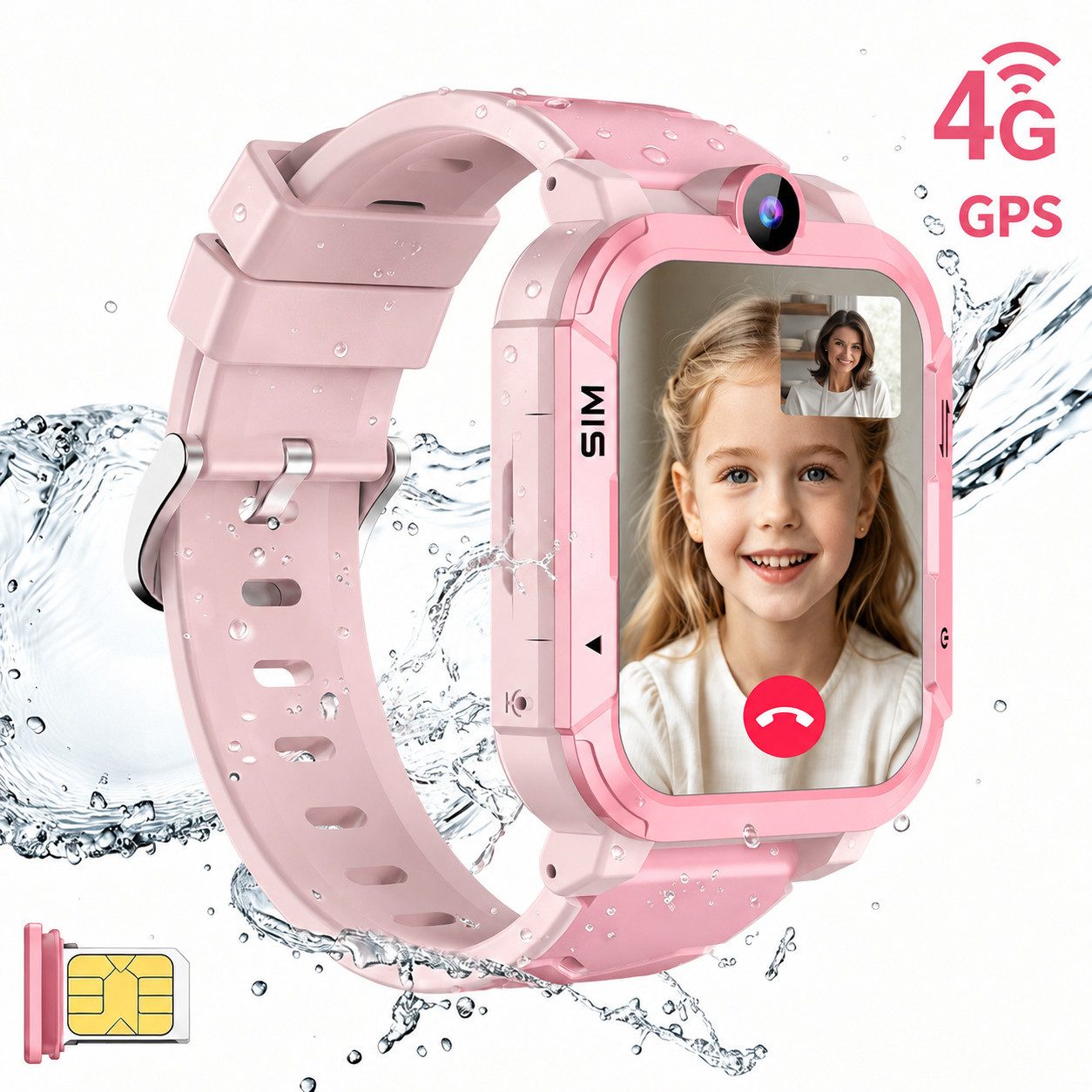 blackview Z20 4G Videoanruf, GPS, SOS-Taste, IP67 wasserdicht, 800mAh Kinder Smartwatch (1,83 Zoll), 1.83", 8 MP, GPS + LBS + WiFi, 800 mAh, IP67, 4G Nano SIM