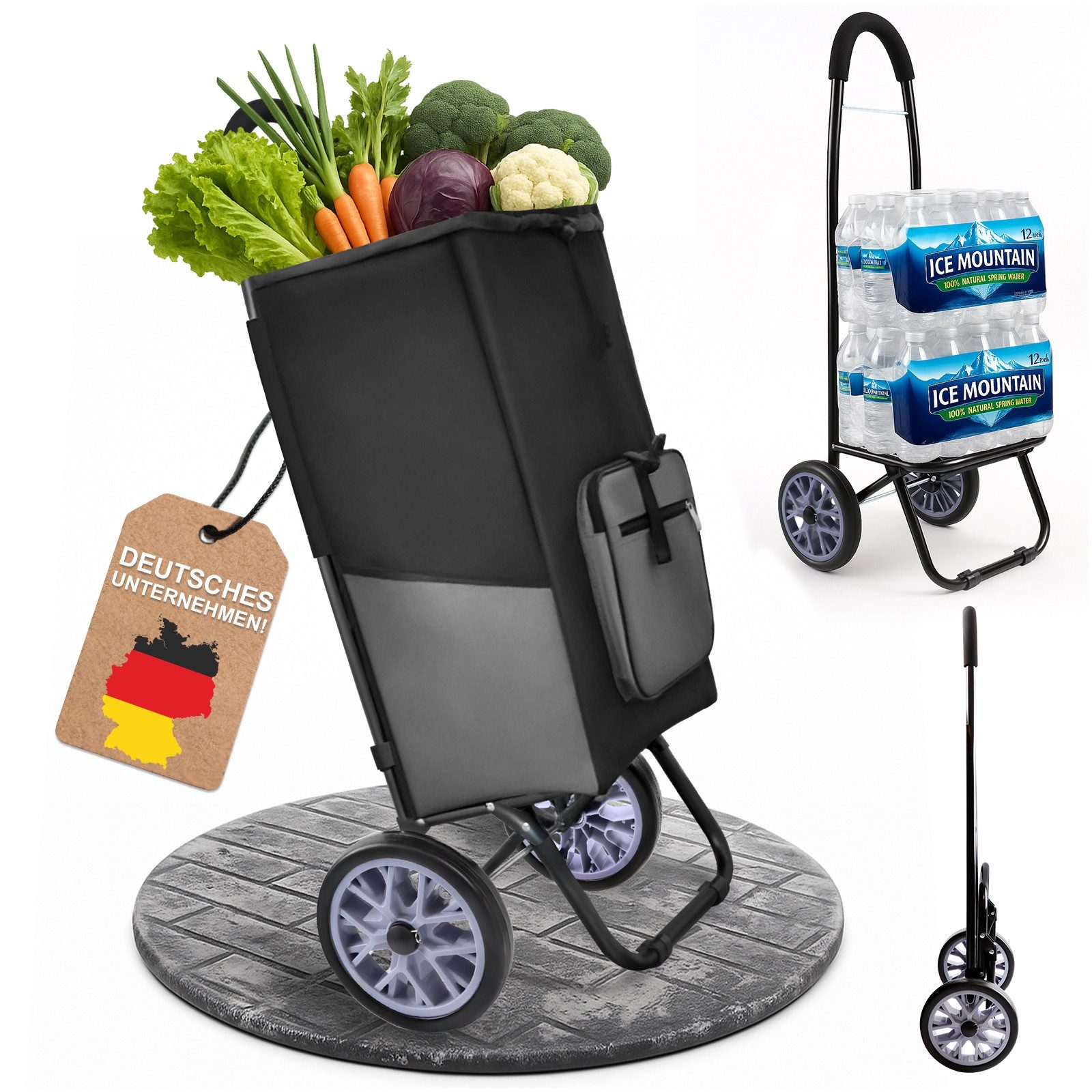 Allyson Einkaufstrolley Allyson Einkaufswagen Trolley Klappbar – Belastbar & Geräuschlos, 45 l, Klappbares Leichtbau-Gestell mit ergonomischem Soft-Touch-Griff
