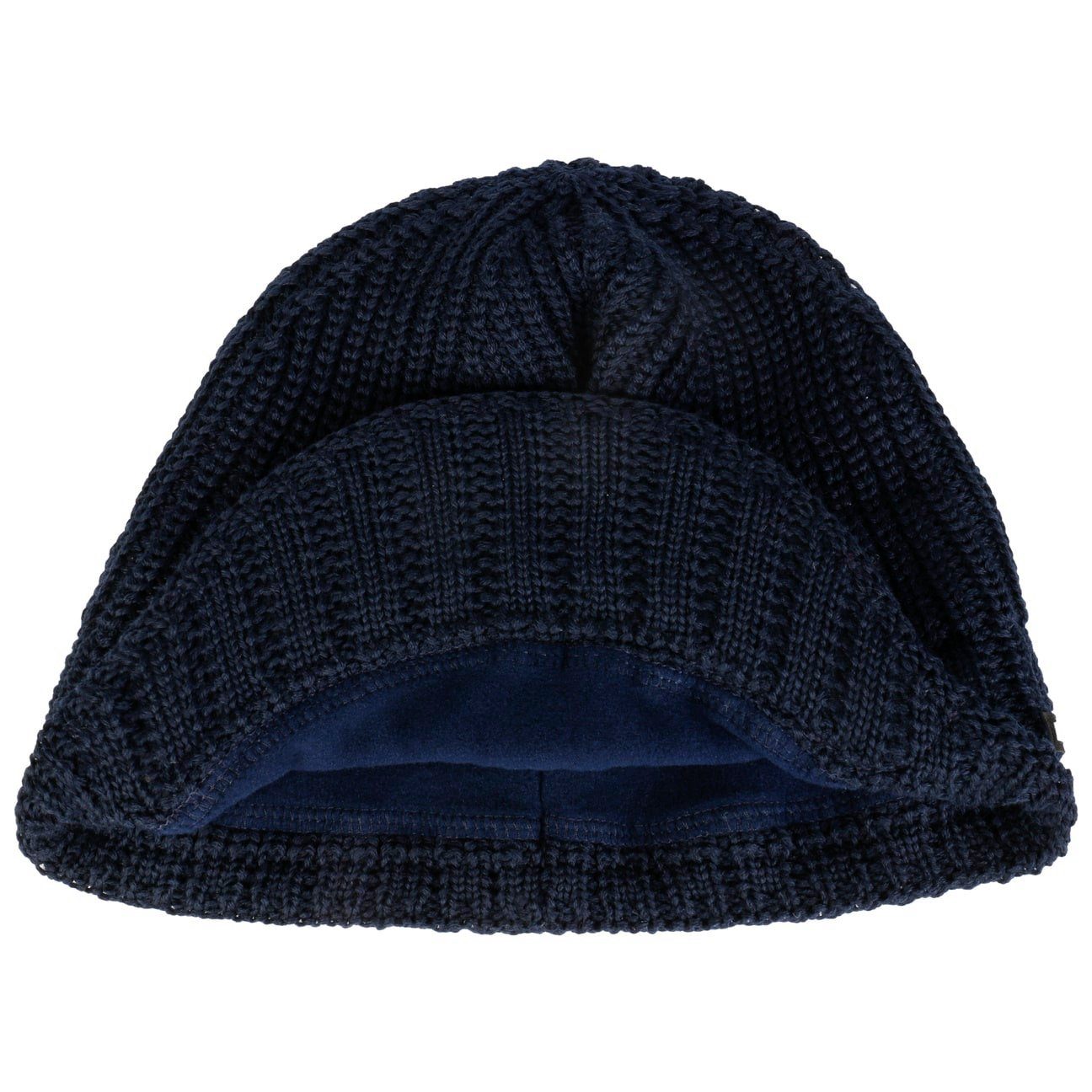 mit Eisbär Austria Made in Beanie (1-St) Strickmütze dunkelblau Schirm,