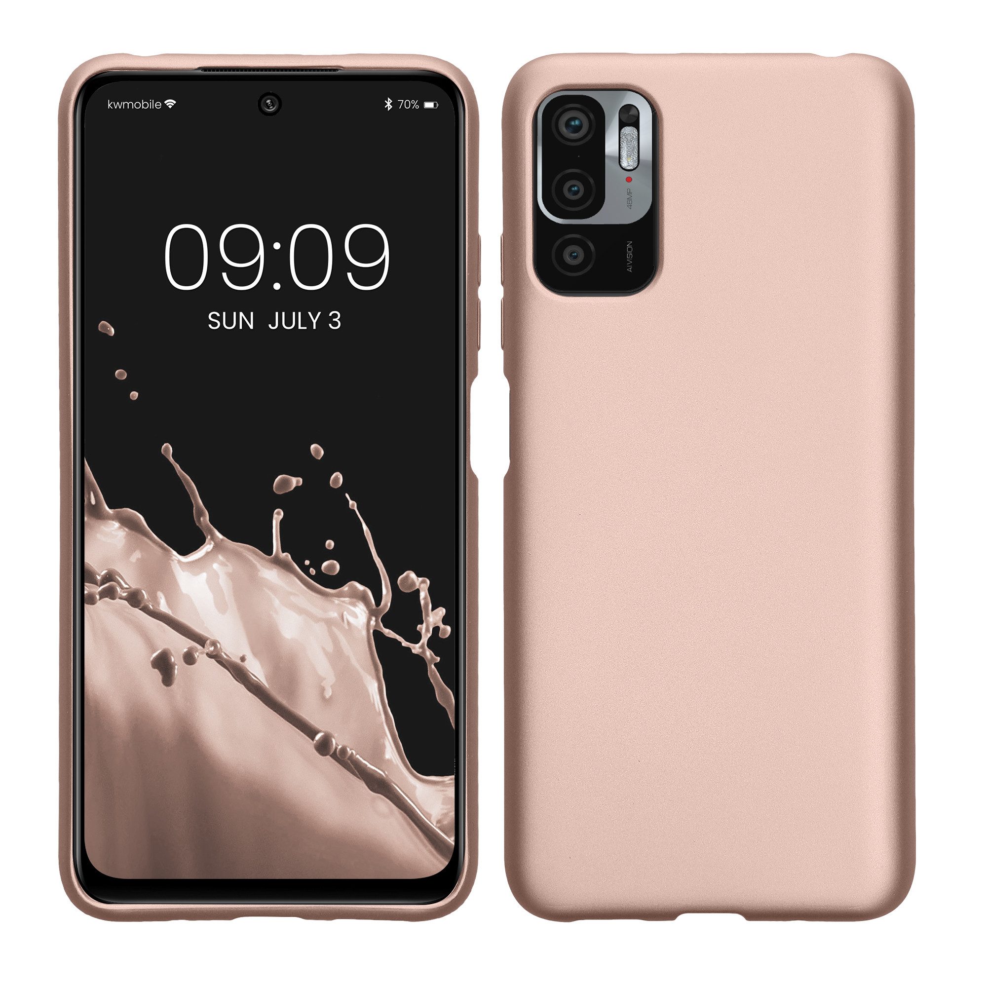 kwmobile Handyhülle Handyhülle für Xiaomi Redmi Note 10 5G Hülle, Silikon Case metallisch schimmernd - Schutzhülle Cover