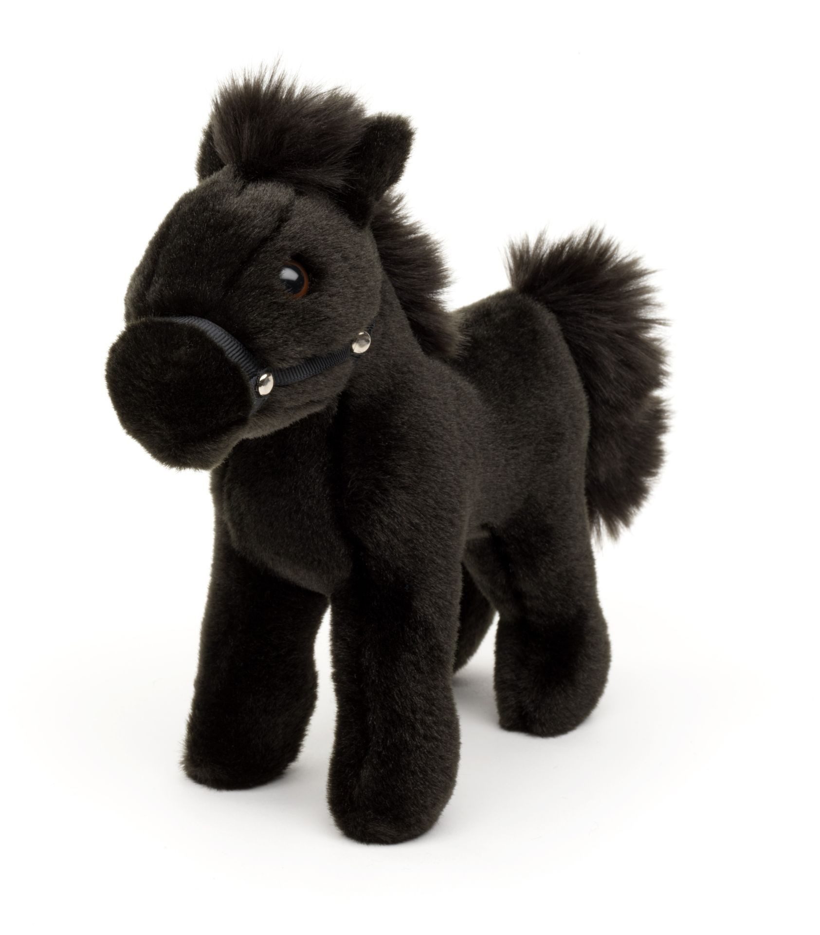 Teddys Rothenburg Kuscheltier Pferd stehend schwarz 22 cm Plüschpferd Stofftier (Stoffpferd Ponys Plüschpferd, Fohlen aus Plüsch)