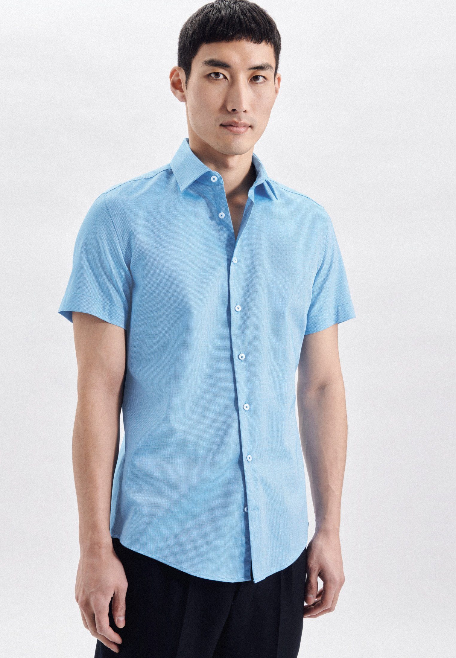 seidensticker Businesshemd Shaped Shaped Kurzarm Kentkragen Uni, Material:  100% Baumwolle | Klassische Hemden