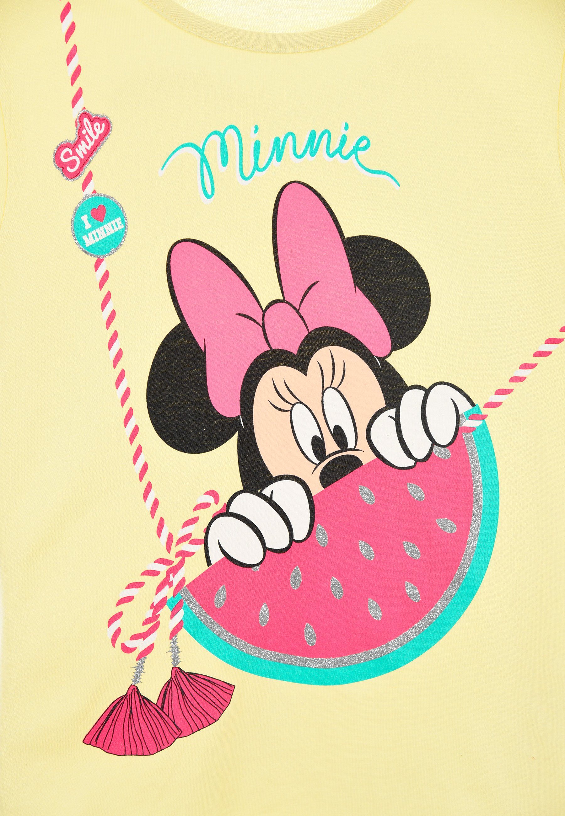 Minnie Gelb Disney Sommer Oberteil Mädchen T-Shirt Kurzarm-Shirt Kinder Mouse