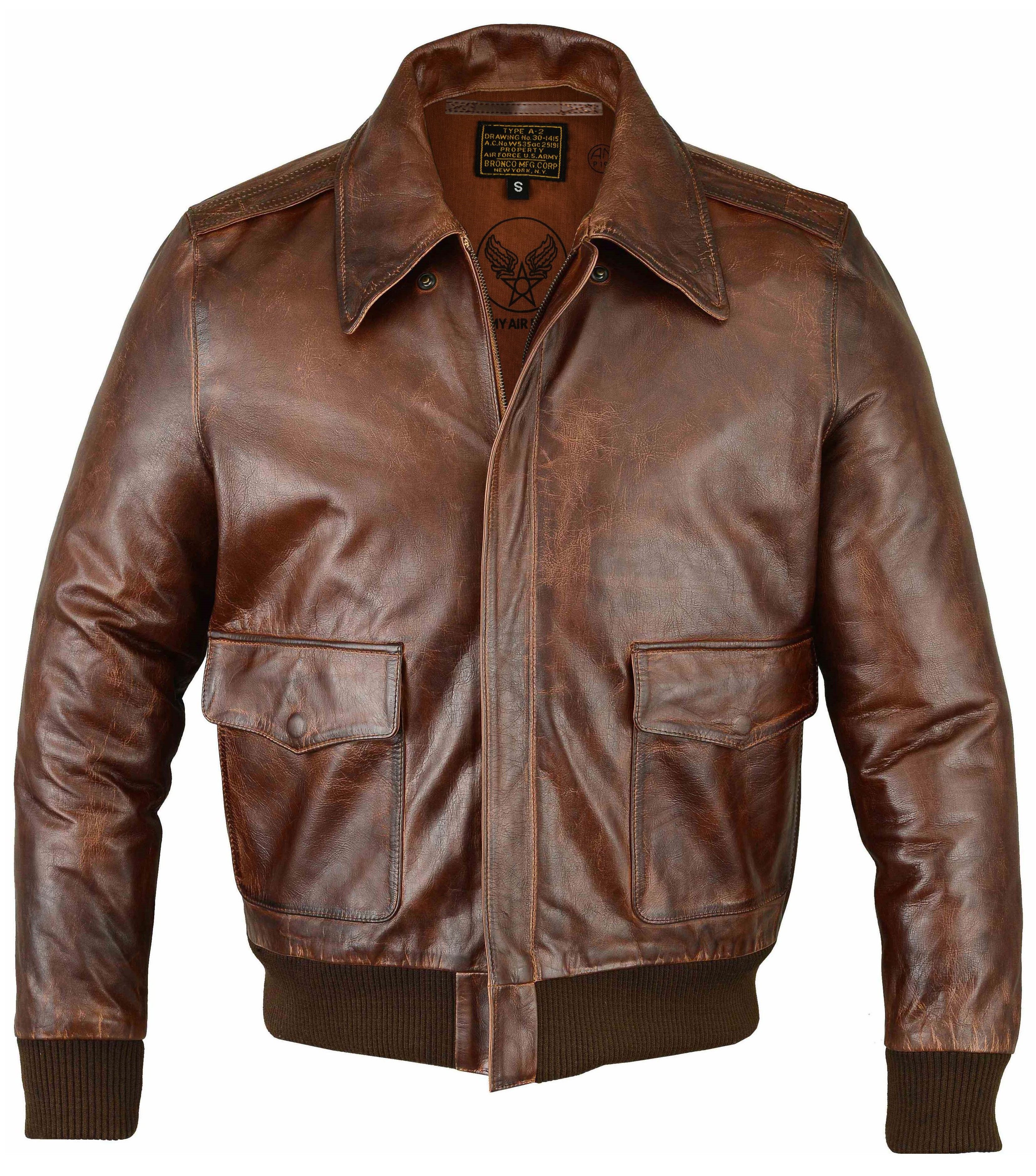 Lederjacke Herren A-2 Echtleder Fliegerjacke Pilotenjacke Bomberjacke