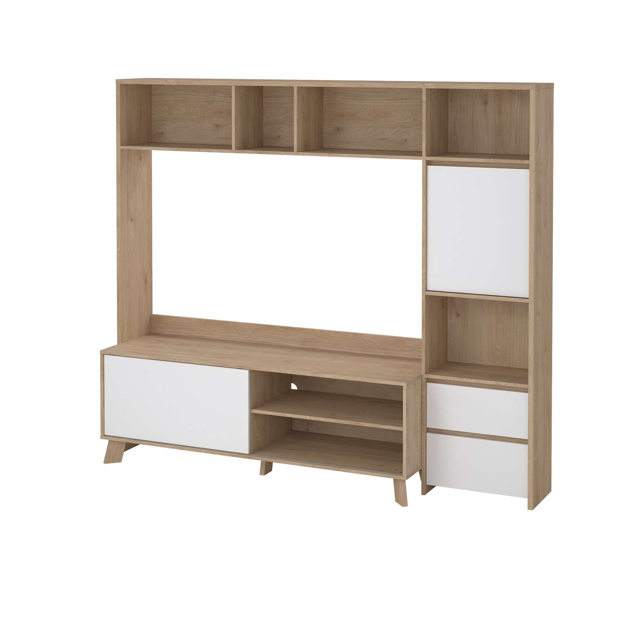 Home affaire Wohnwand Next, TV-Wand, TV-Möbel, Wohnwand, Sideboard, mit Schiebetür und 2 Schubladen, Breite 209 cm, Höhe 182 cm