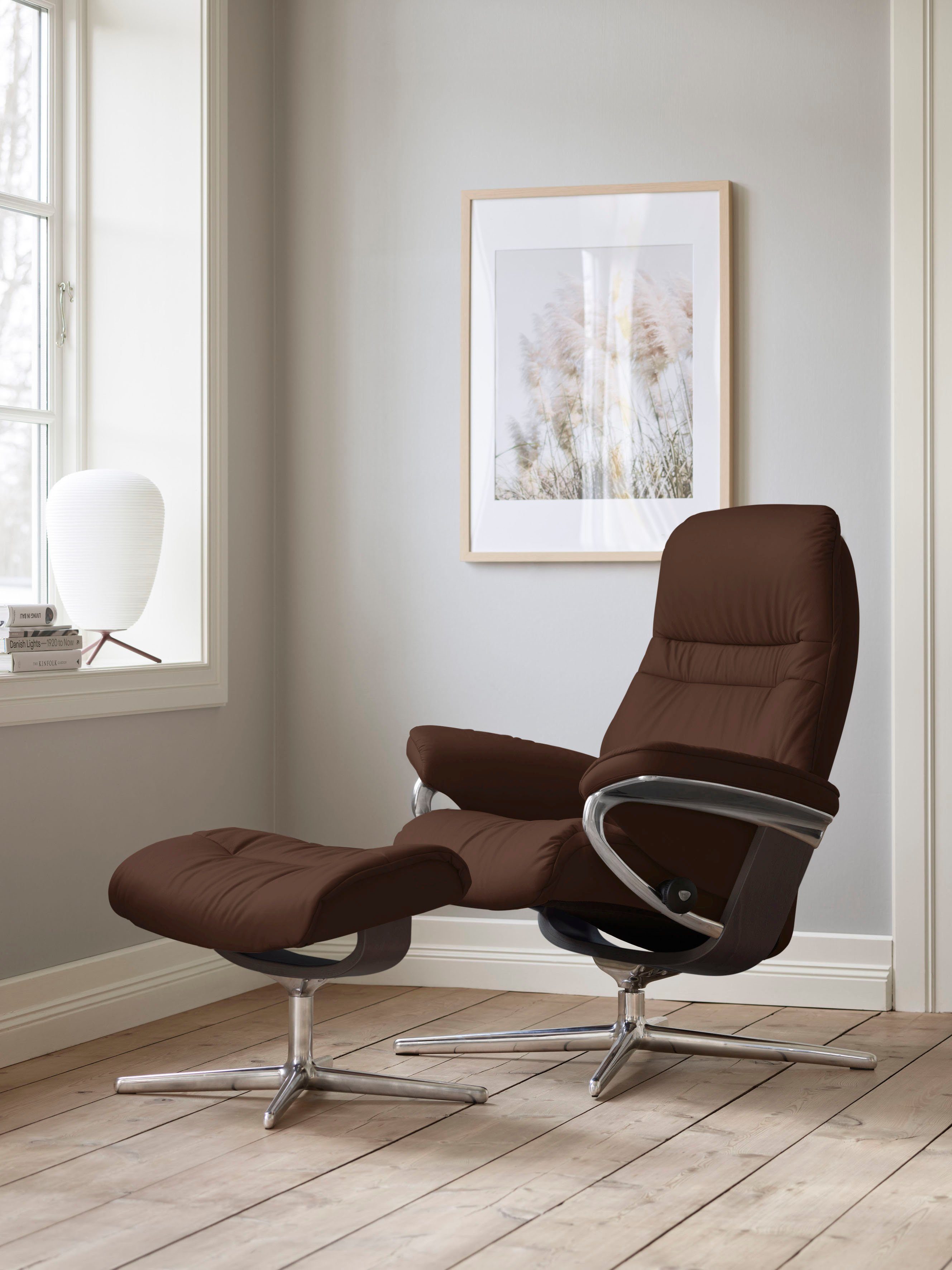 Stressless® Fußhocker Sunrise, mit Cross Base, Größe S, M & L, Holzakzent Wenge