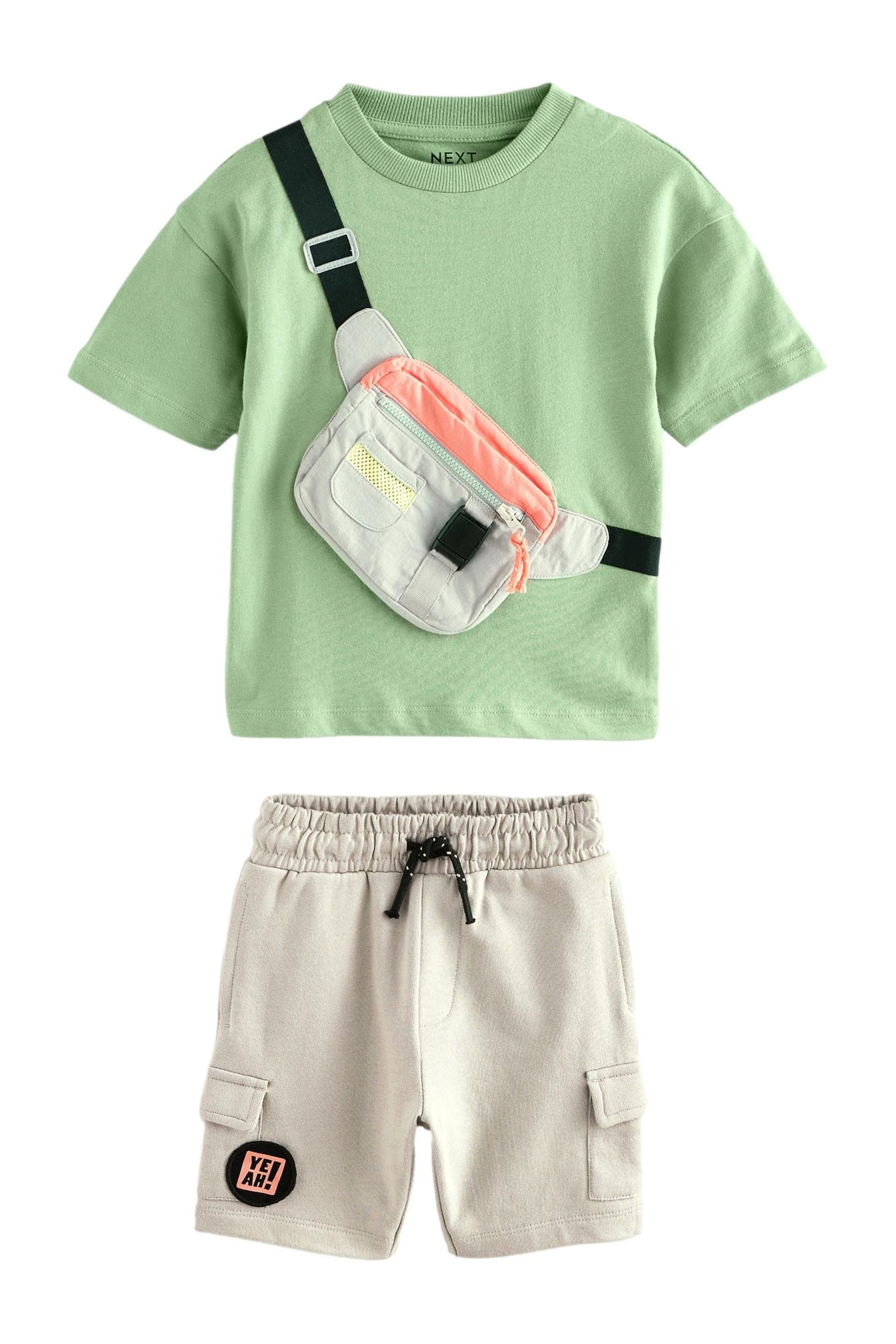 T-Shirt & Shorts T-Shirt mit Gürteltasche und Shorts Baumwolle