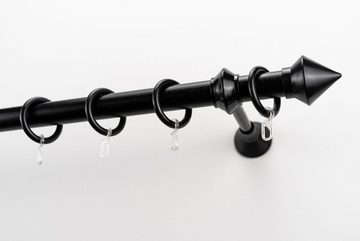 Gardinenstange PALMI, GARESA, Ø 28 mm, 1-läufig, Wunschmaßlänge, Kunststoff, Vorhanggarnitur Kunststoff, verlängerbar, Endknopf Spitze, mit Ringe