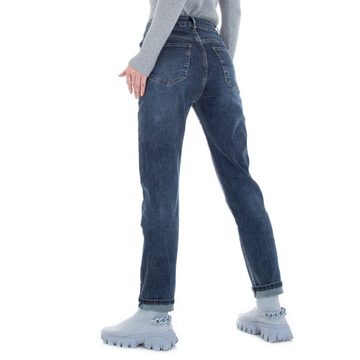 Ital-Design Straight-Jeans Damen Freizeit Kette Stretch Straight Leg Jeans in Blau