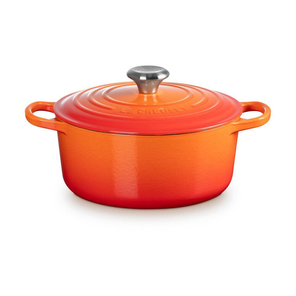 LE CREUSET Bräter Bräter mit Deckel 24 cm Signature Ofenrot, Emailliertes Gusseisen, Schmortopf, Cocotte, Bratentopf, ca. 4-5 Personen, Ø24cm, Gusseisen
