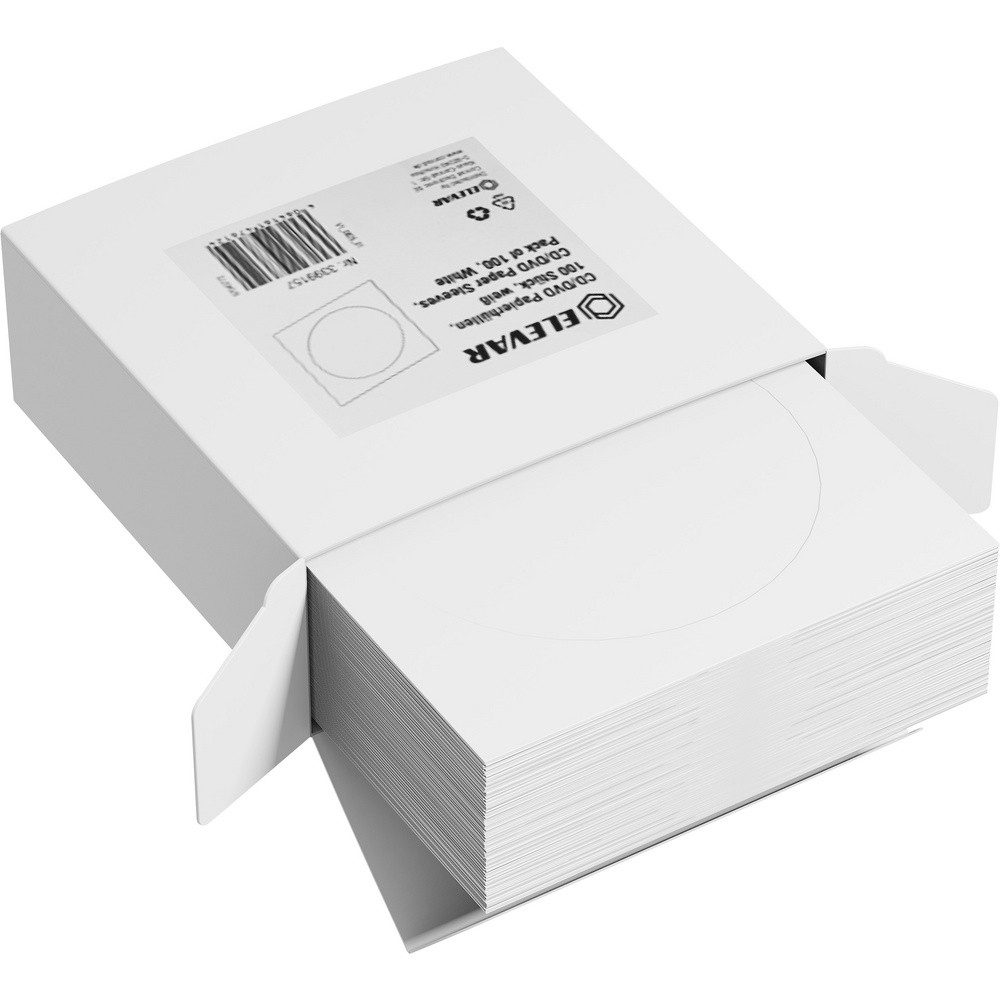 CD-Hülle Elevar CD Hülle LV-9684 1 CD/DVD/Blu-Ray Weiß Papier 1 St.