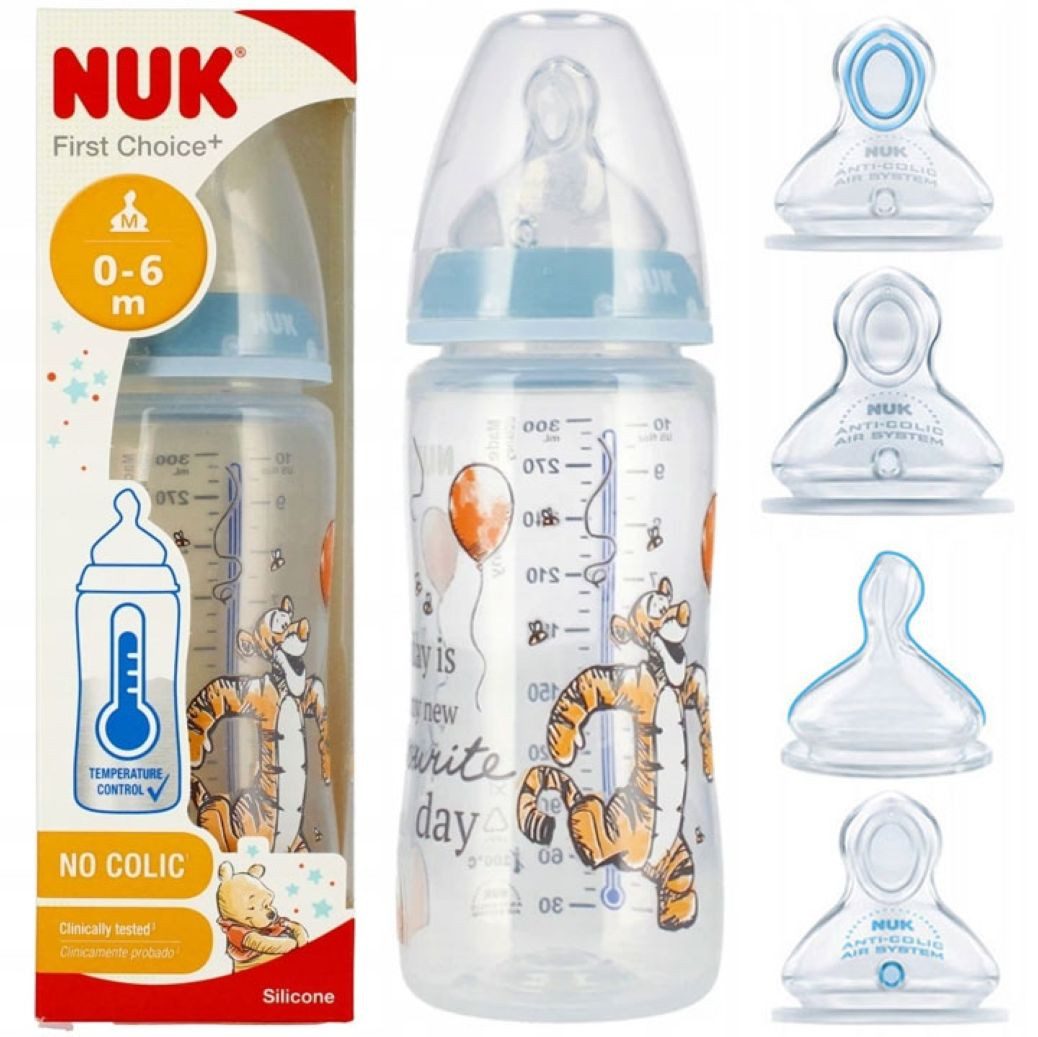 NUK Babyflasche NUK First Choice+ Babyflasche 300ml Disney Winnie Pooh Silikon 0-6M