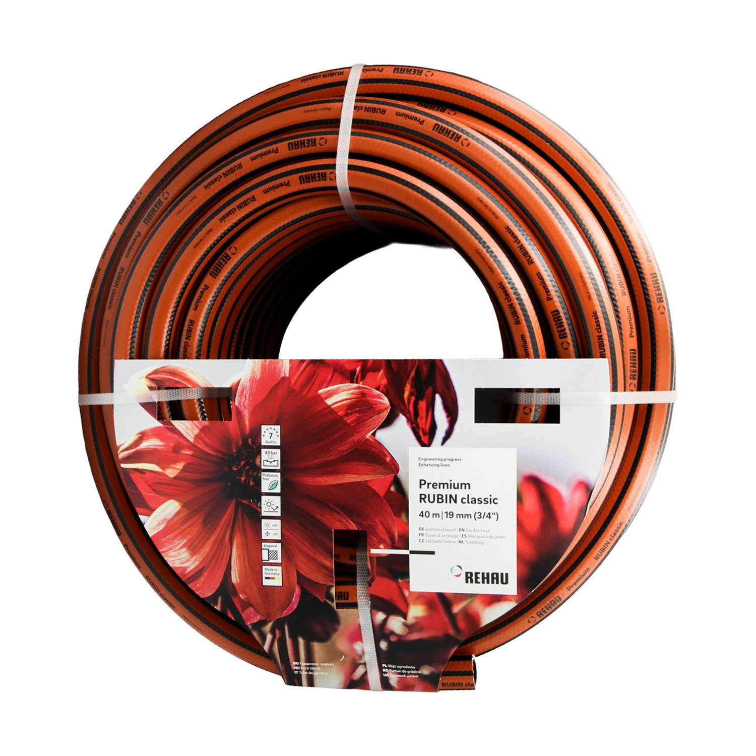 Rehau Gartenschlauch Gartenschlauch Rot 40 m 3/4" mit 18-fädige Diagonalarmierung