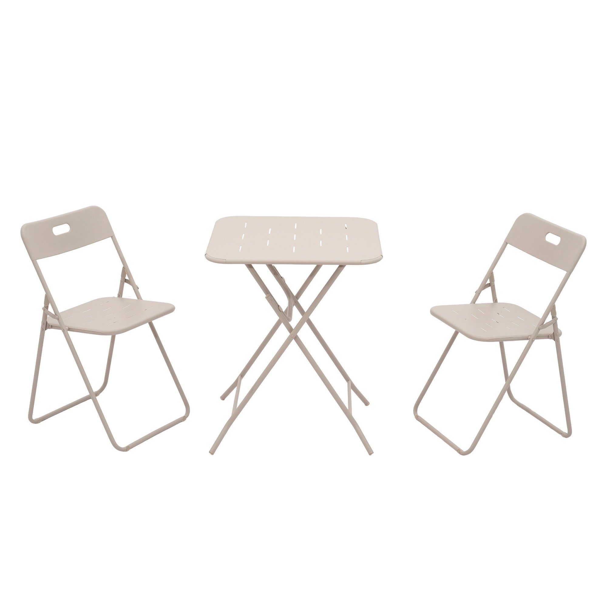 LVHOM Balkonset Gartenmöbel Bistro/Terrasse Set, klappbar, wetterfest, 2 Personen, (rutschfeste Stuhlfuß, durchbrochene Sitzfläche/Tischplatte, Metall, Belastbarkeit des Tisches: 20kg/Stühle: 120kg, ohne Montage), Balkon, Gartenessen, Arbeitszimmer, Cafés,temporäres Set für Messen