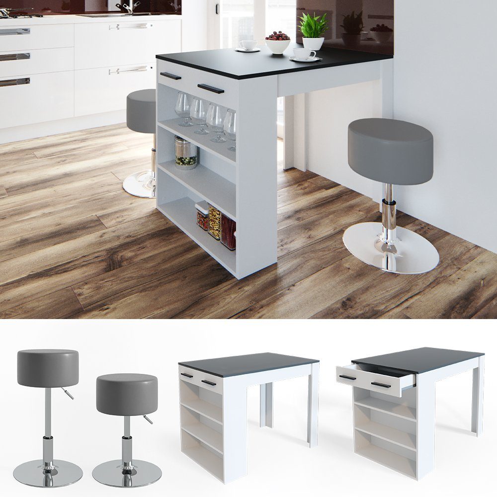 Vicco Bartisch Repose, Anthrazit/Weiß/Weiß, 67 x günstig online kaufen