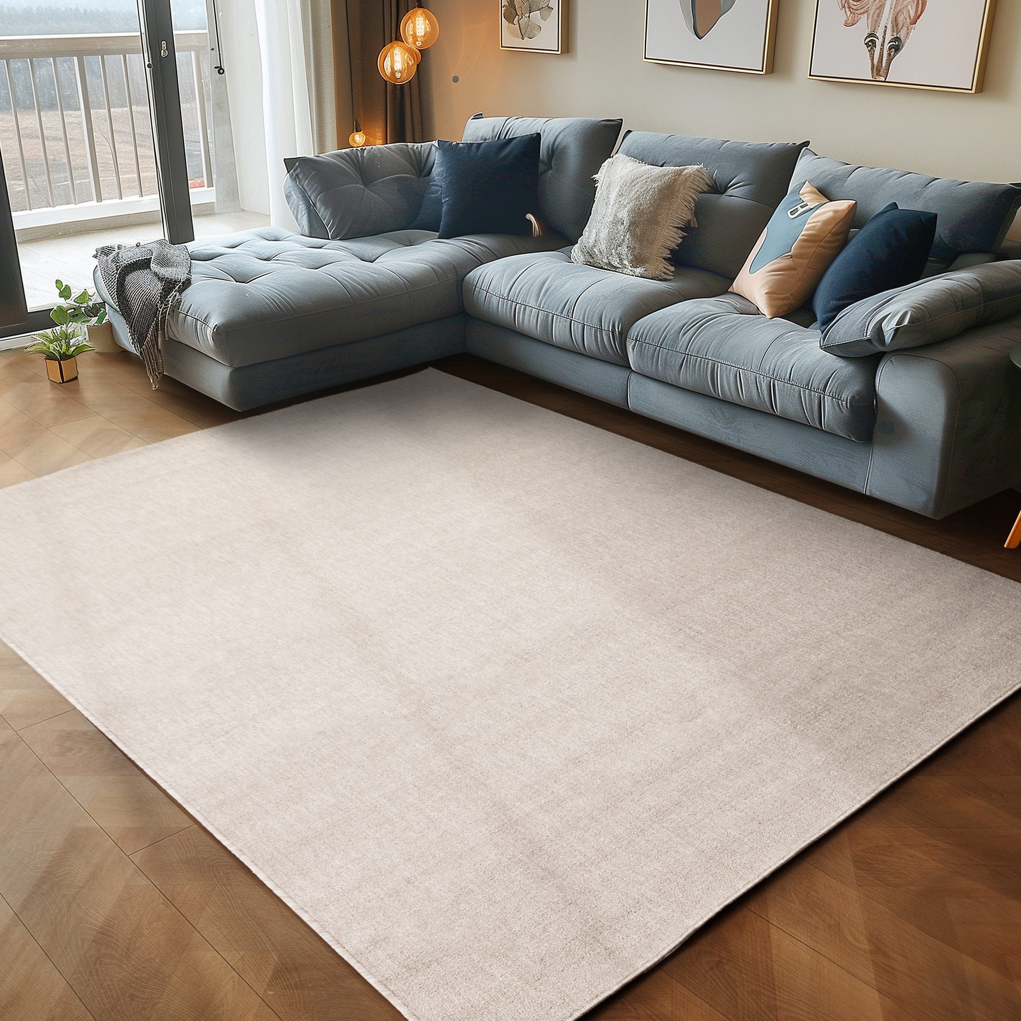 Carpettex Schlingenteppich Unicolor - Einfarbig, Rechteckig, Höhe: 7 mm, Kurzflor Schlingen Teppich Wohnzimmer Einfarbig Modern